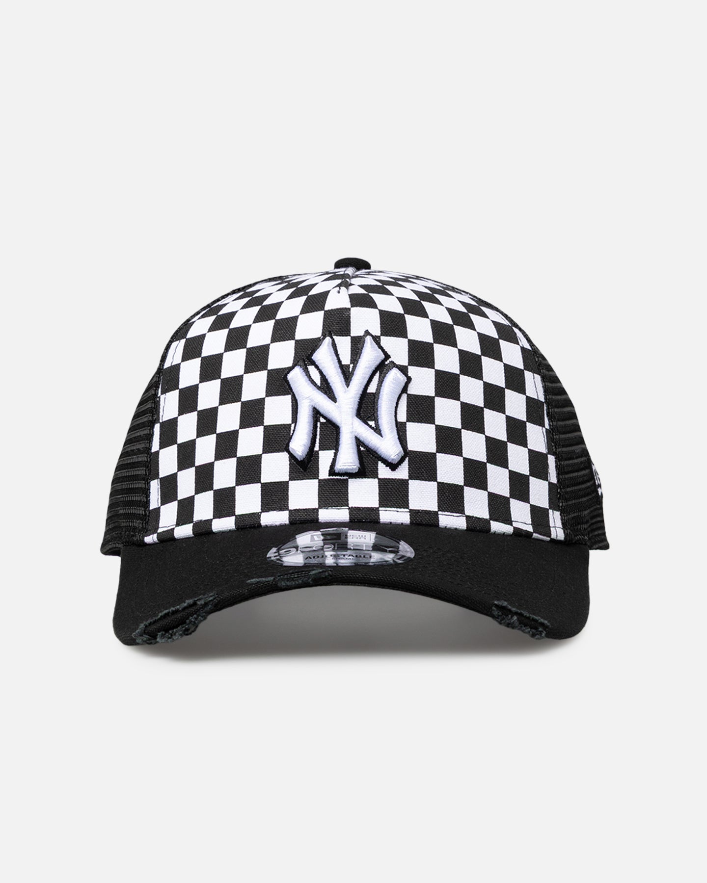 New Era New York Yankees 'Checker Trucker' 9FORTY A-Frame Trucker Snapback White