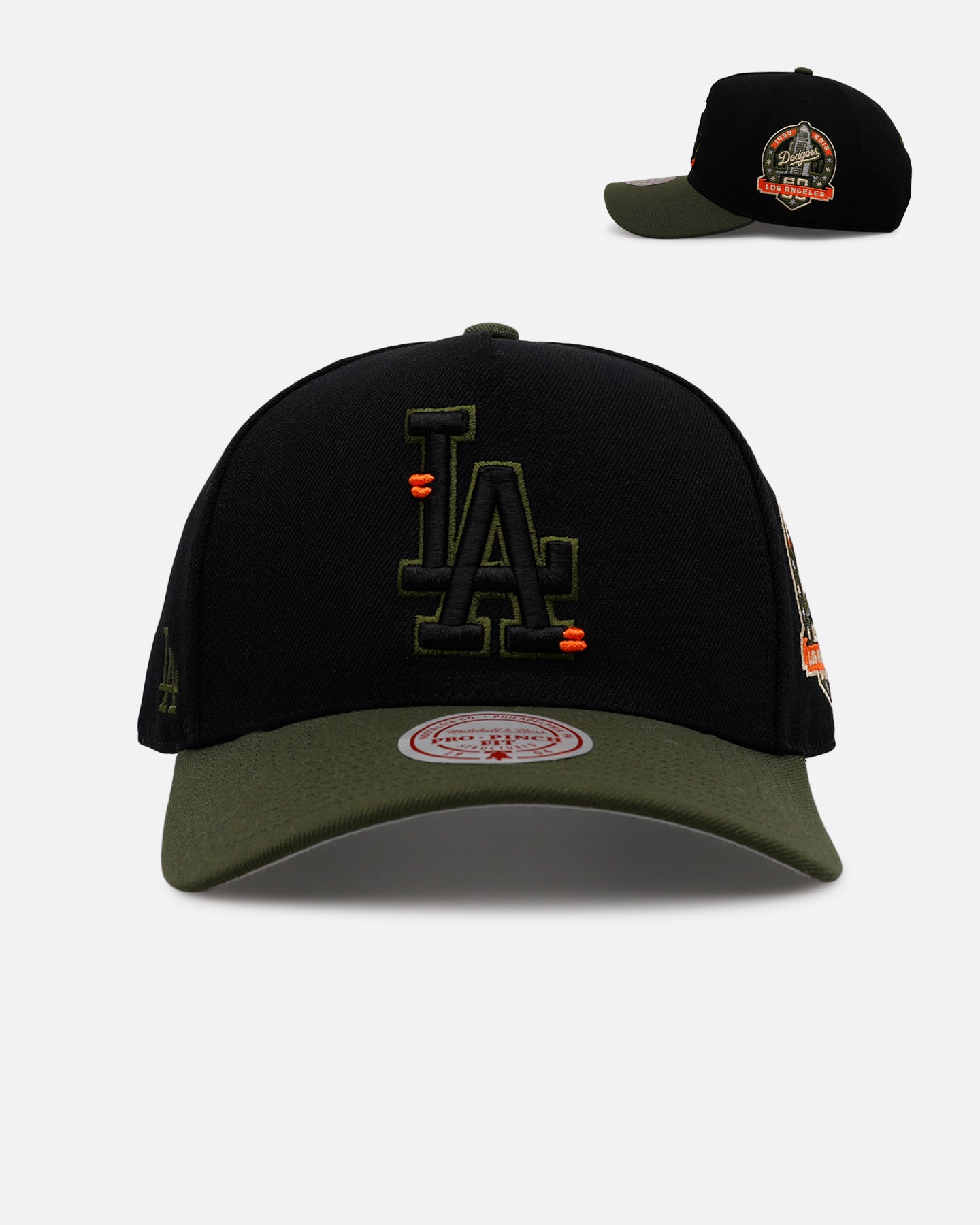 Mitchell & Ness Los Angeles Dodgers 'Olive Cargos' Pro Pinch Snapback Olive/Black