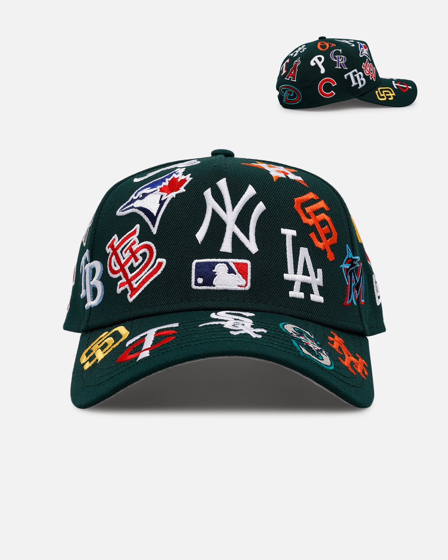New Era MLB 'All Over Leagues' 9FORTY A-Frame Snapback Dark Green