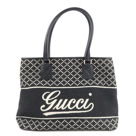 GUCCI Diamante Wool Leather Tote Bag Black 257304