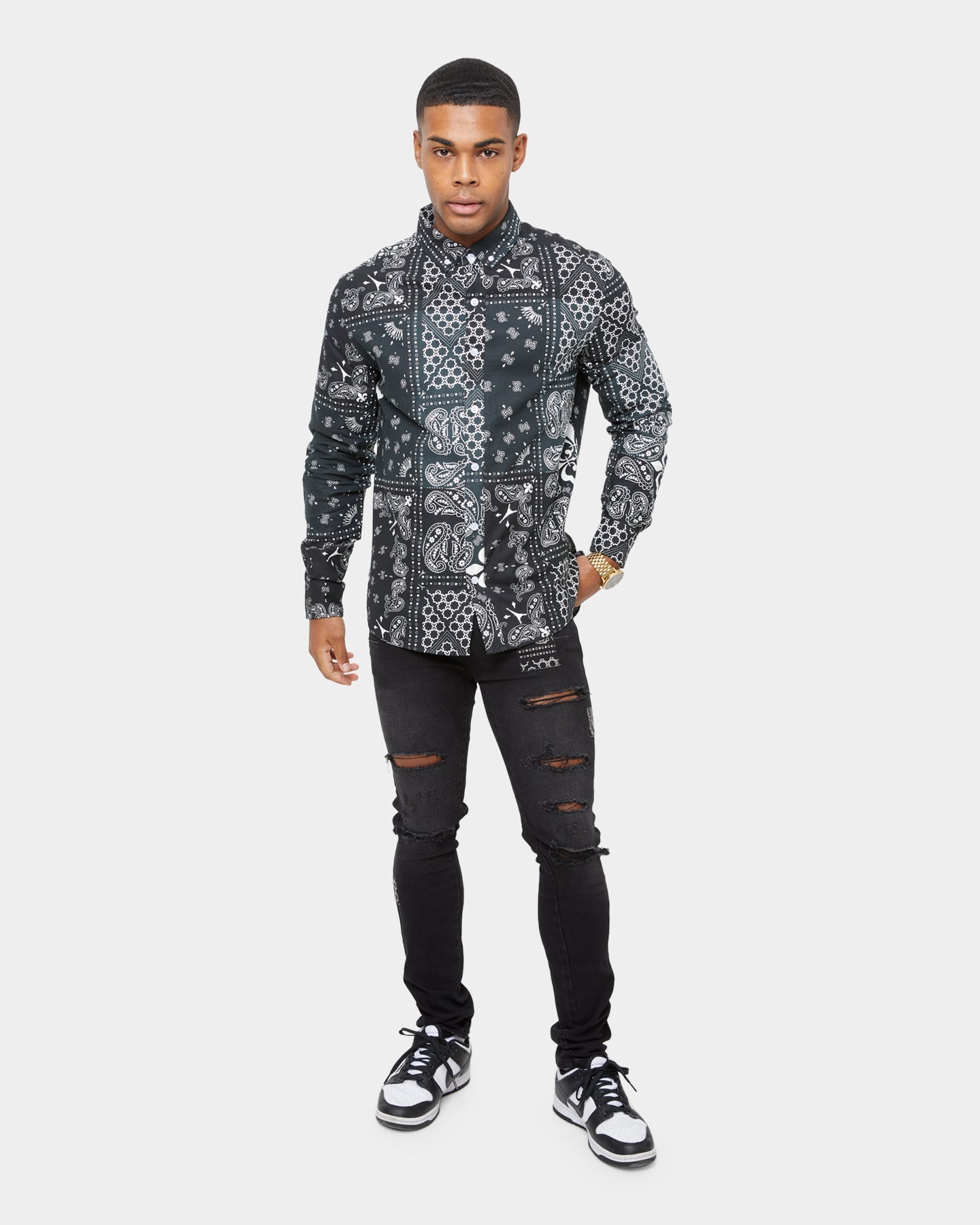Carre Bandana Ultra Flannel Shirt Black/White