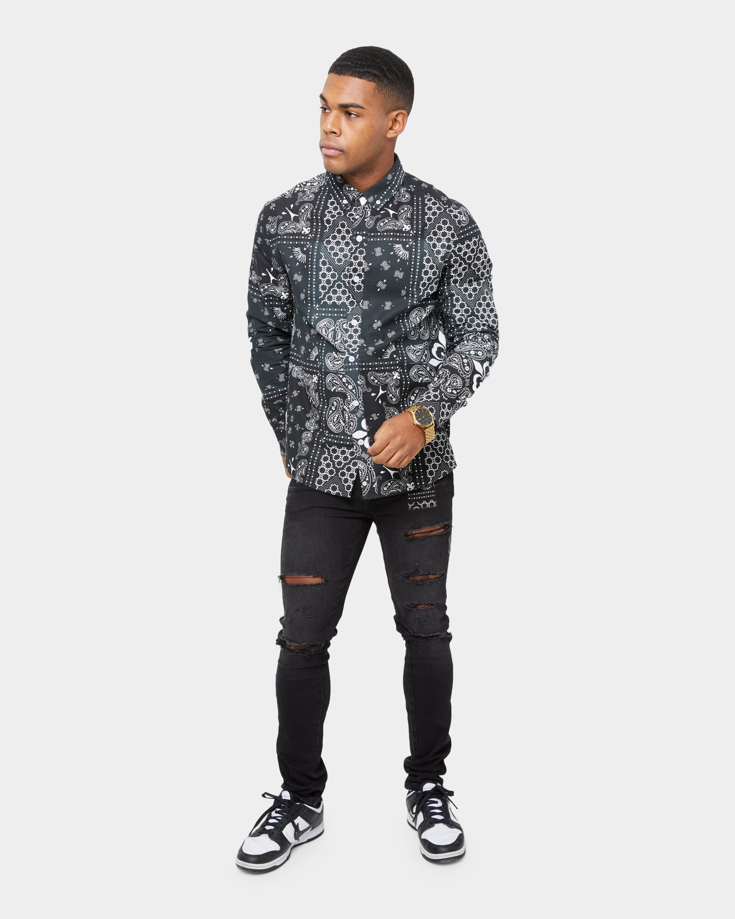 Carre Bandana Ultra Flannel Shirt Black/White