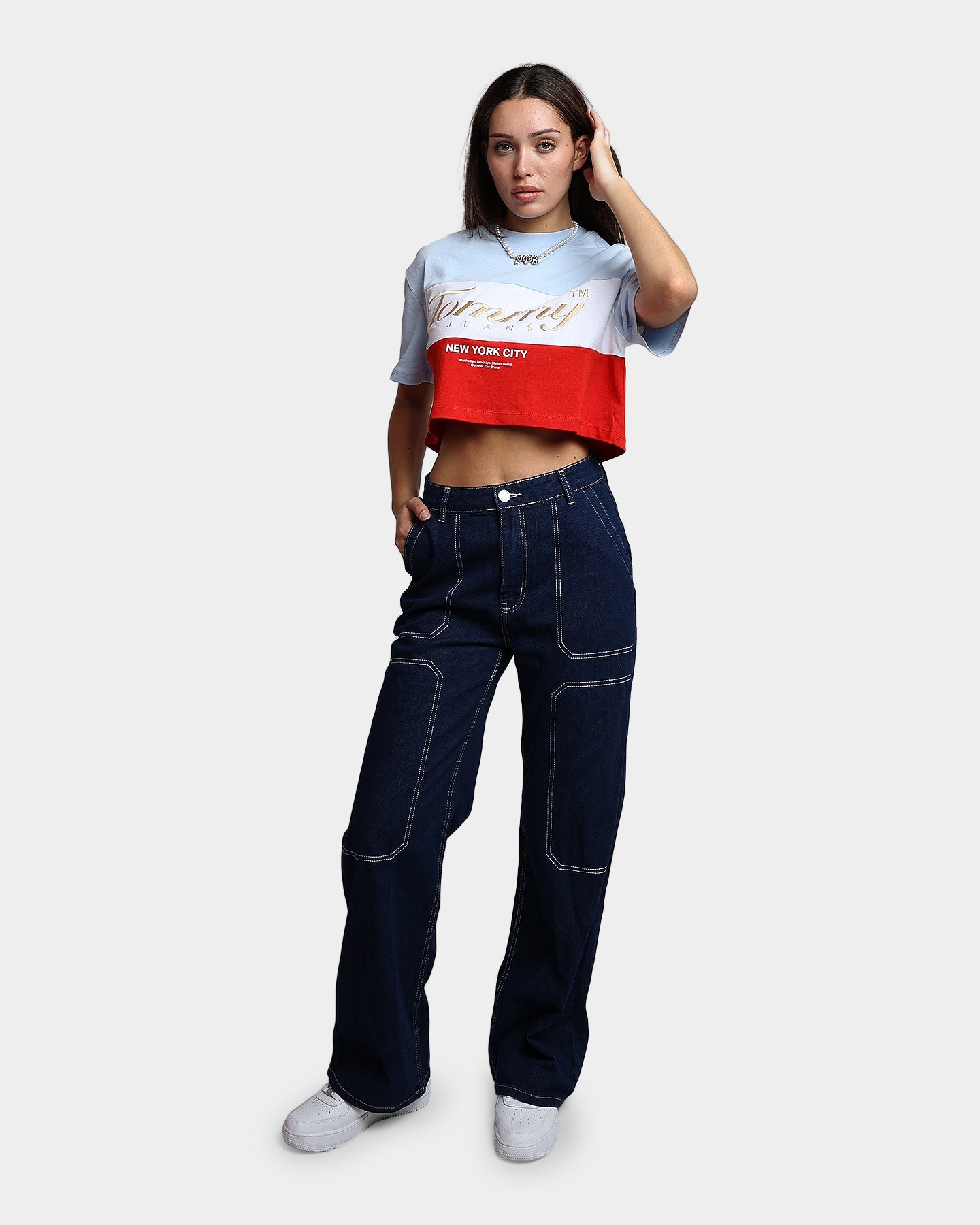 Tommy Jeans Women's Oversized Crop Archive T-Shirt Chambray Sky