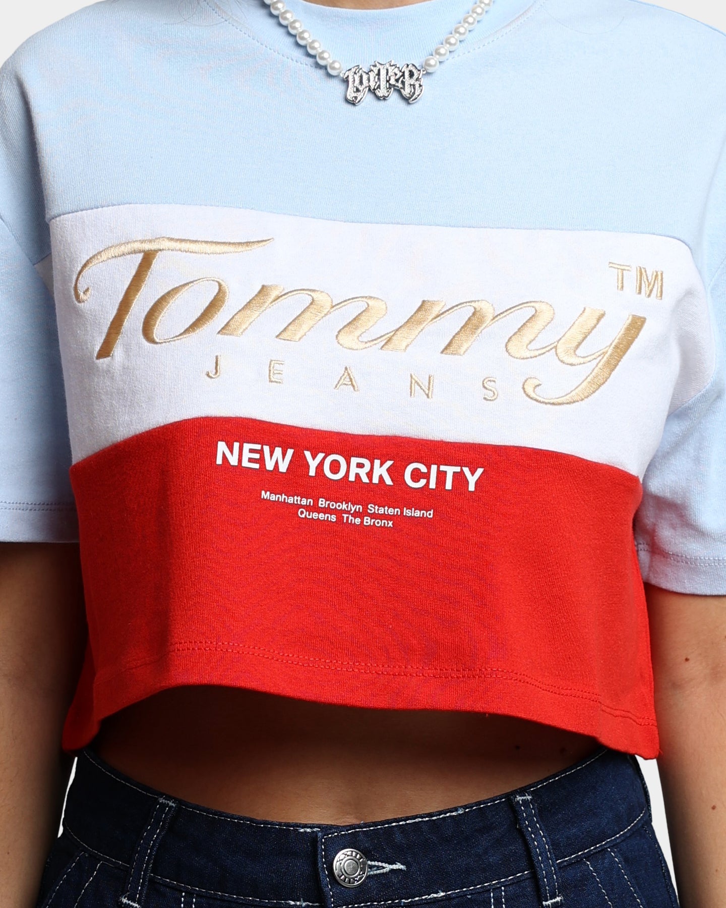 Tommy Jeans Women's Oversized Crop Archive T-Shirt Chambray Sky
