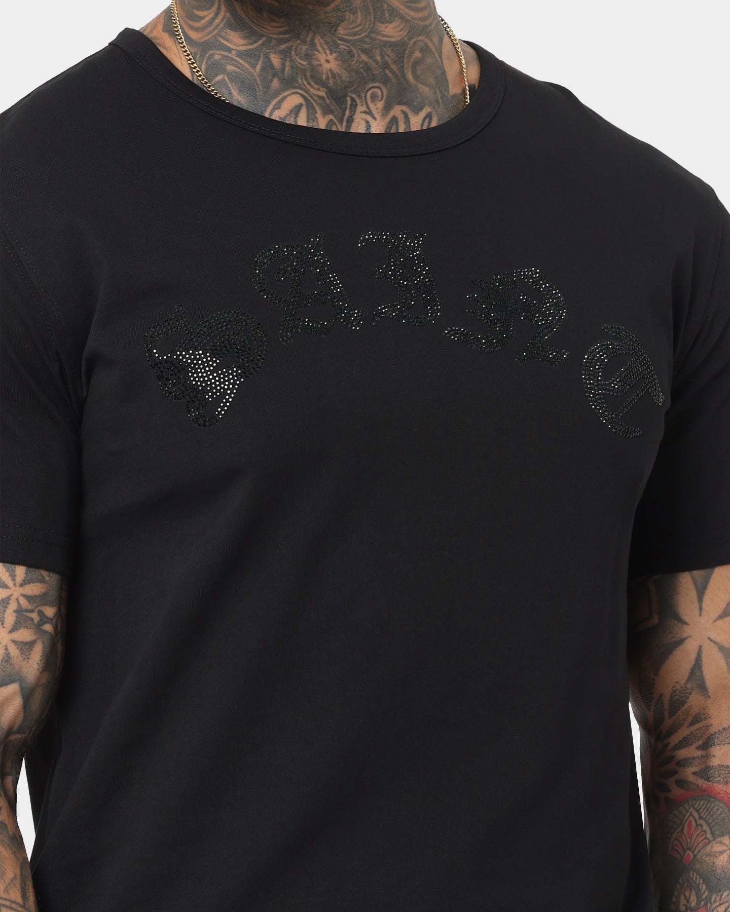 Saint Morta Gothic Rhinestone T-Shirt Black/Black
