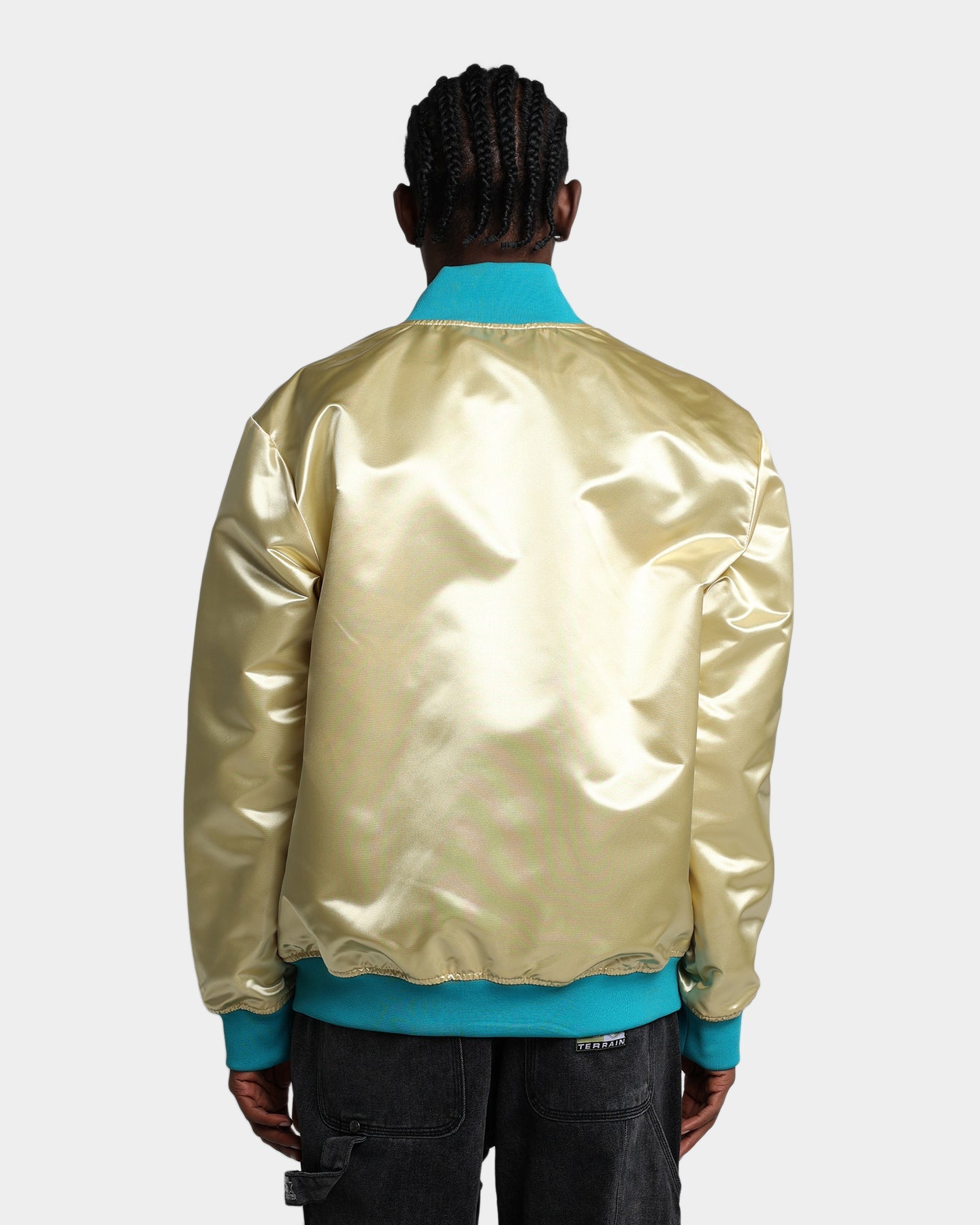 Mitchell & Ness Charlotte Hornets Fashion Lightweight Satin Jacket Light Gold