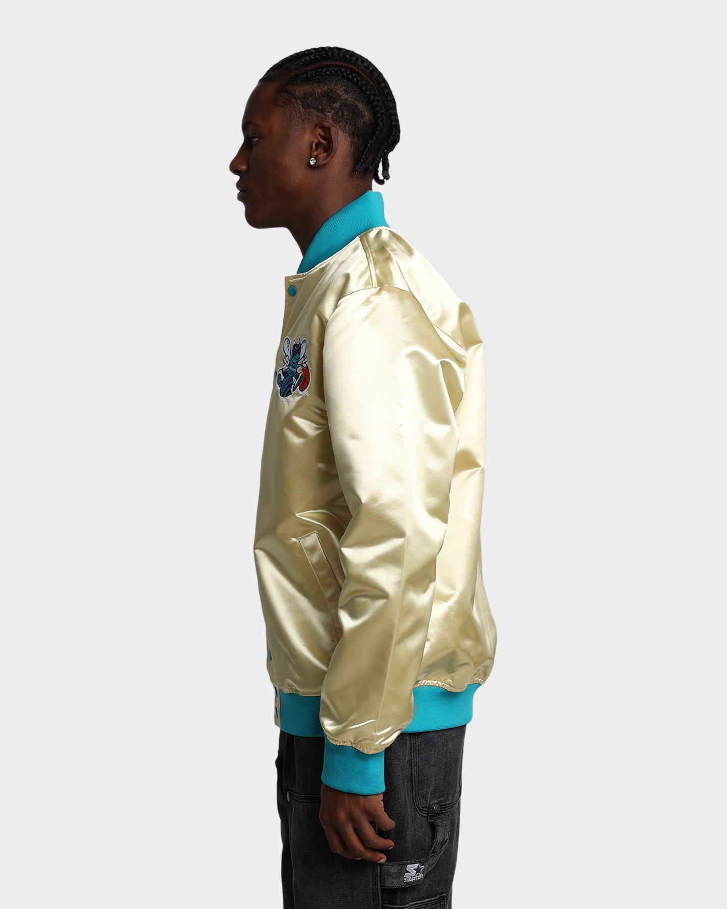 Mitchell & Ness Charlotte Hornets Fashion Lightweight Satin Jacket Light Gold