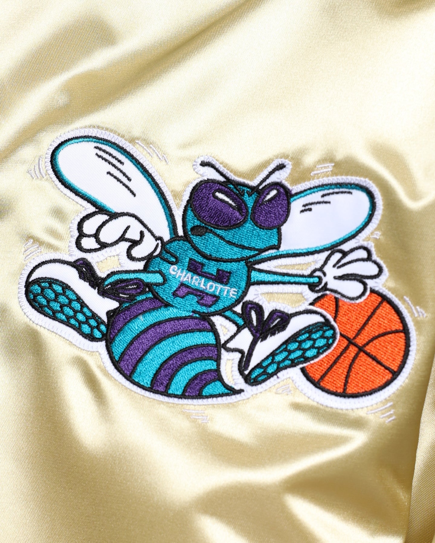Mitchell & Ness Charlotte Hornets Fashion Lightweight Satin Jacket Light Gold