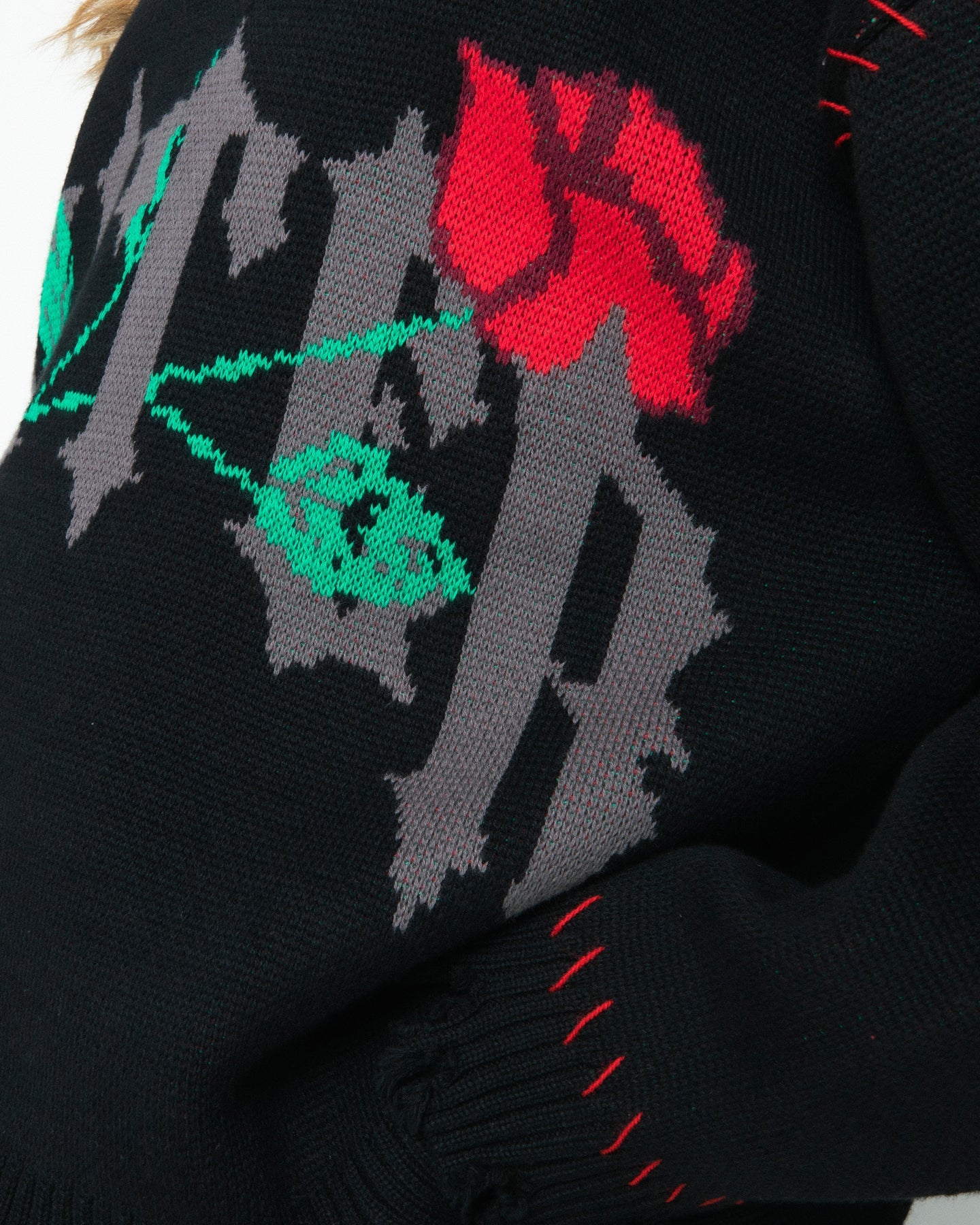 Loiter Fable Distressed Knit Sweater Black