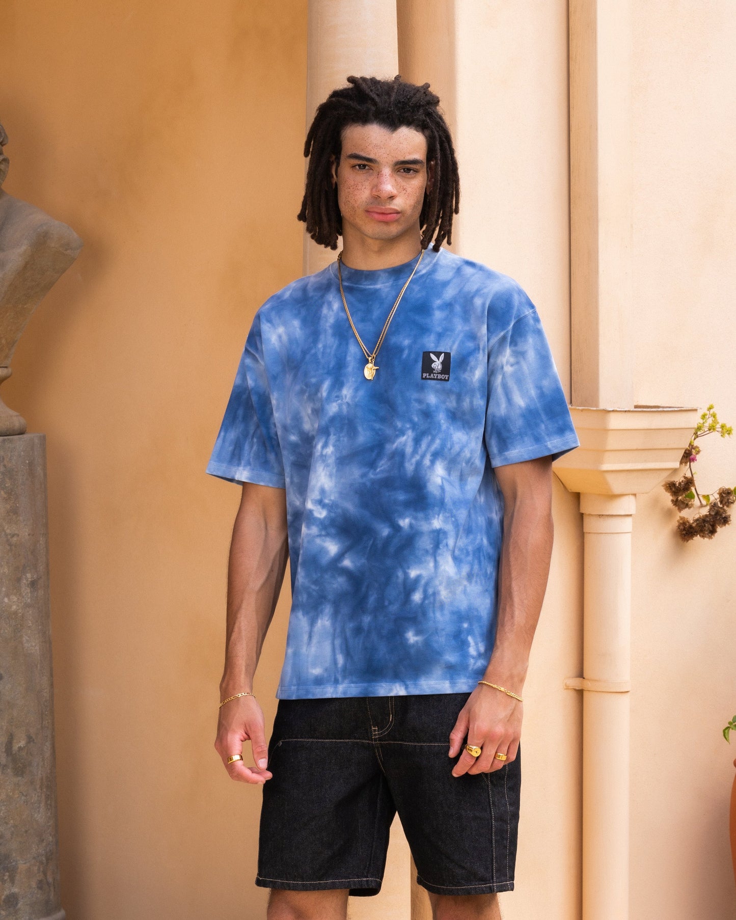 Playboy By Culture Kings Vacay T-Shirt Light Blue Tye