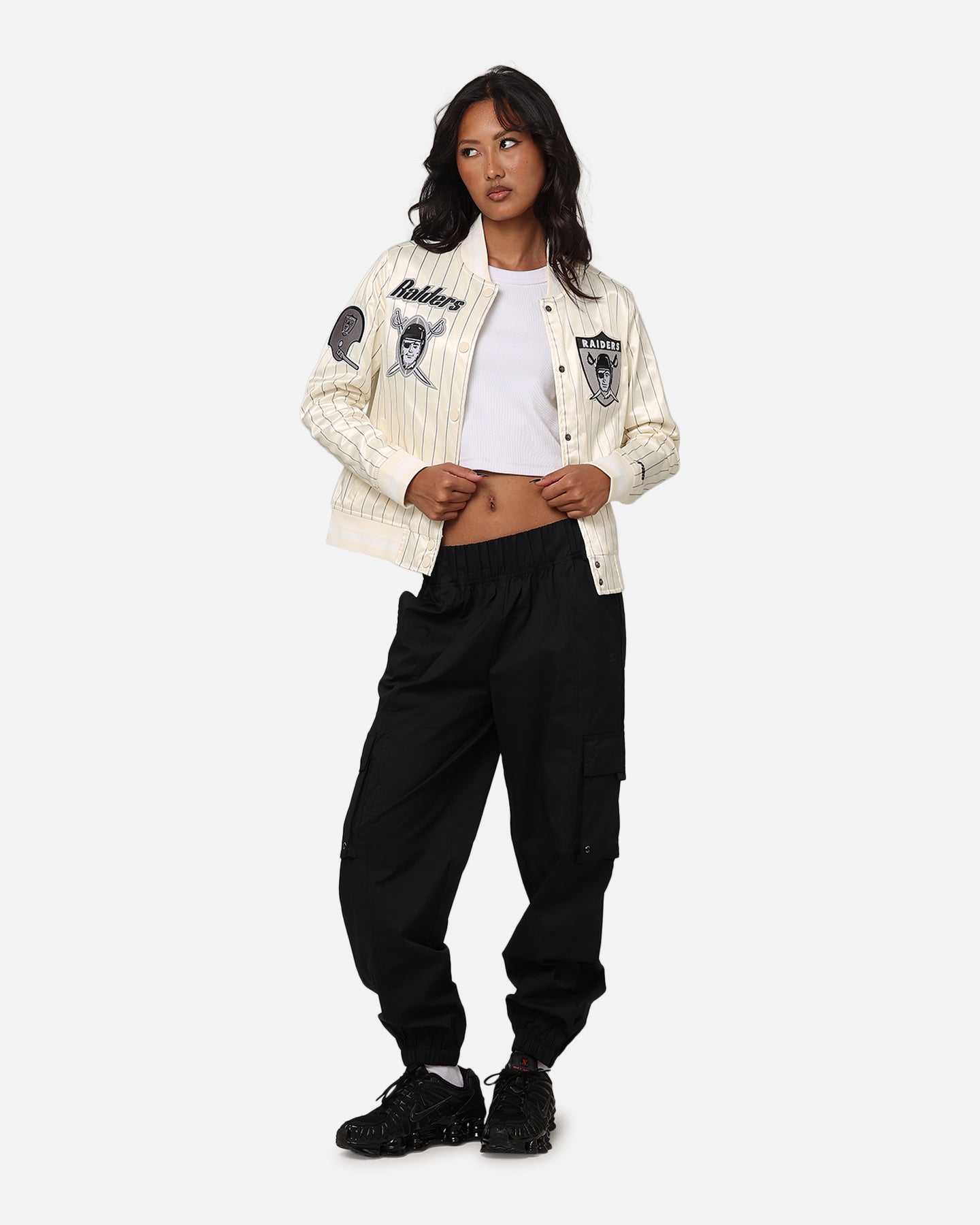 Pro Standard Women's Las Vegas Raiders Satin Jacket Eggshell/Grey