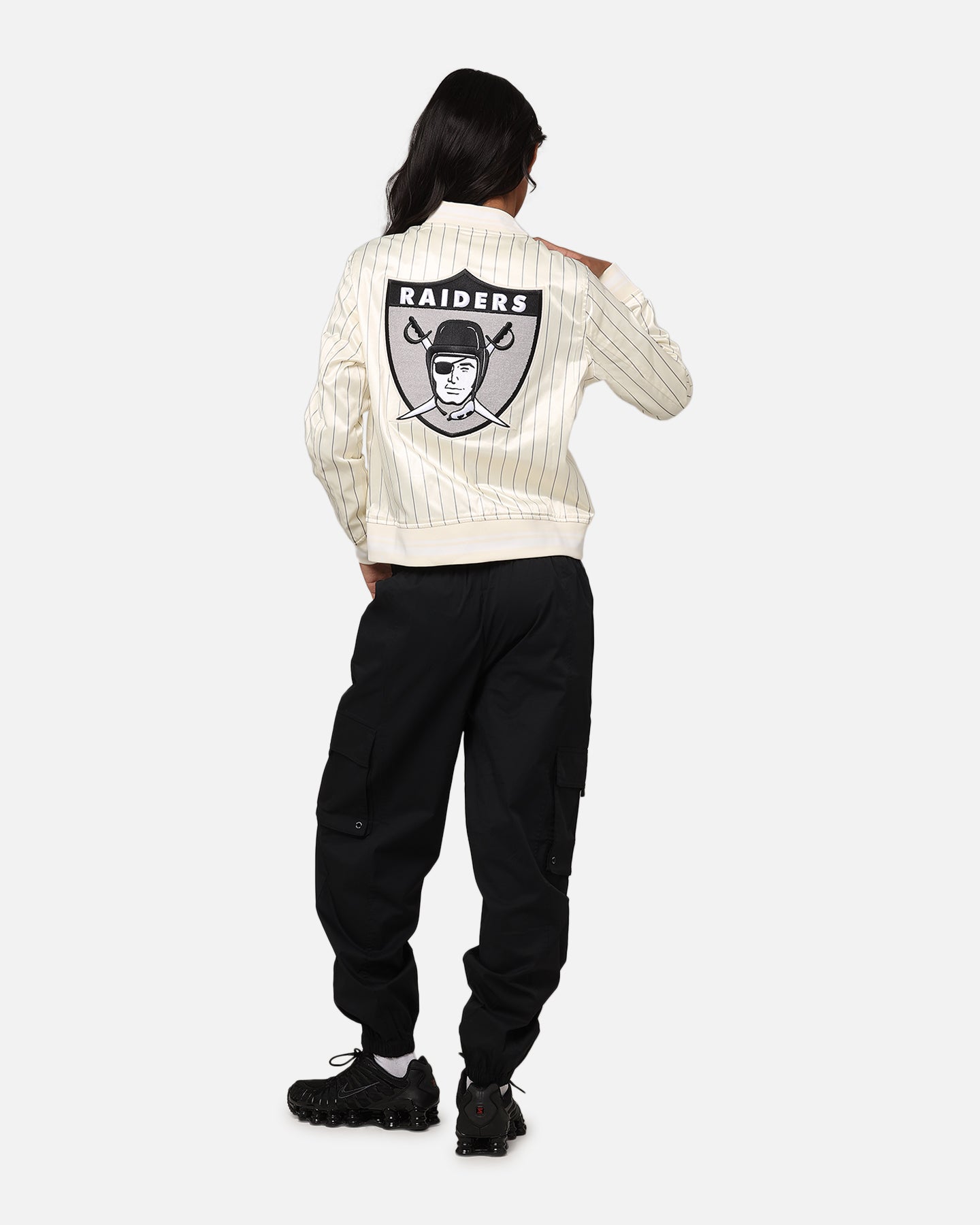 Pro Standard Women's Las Vegas Raiders Satin Jacket Eggshell/Grey