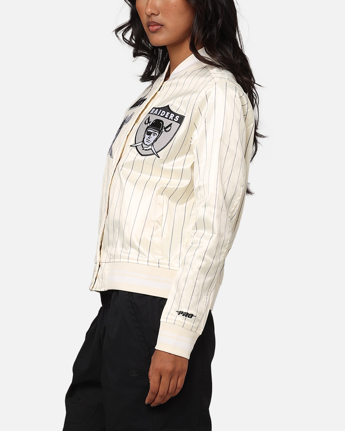 Pro Standard Women's Las Vegas Raiders Satin Jacket Eggshell/Grey