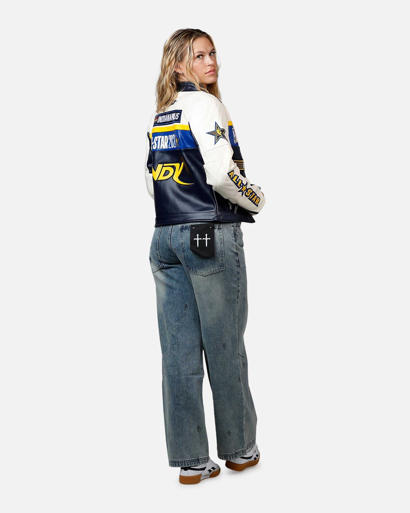 Pro Standard Women's NBA All-Stars Leather Jacket Eggshell/Midnight