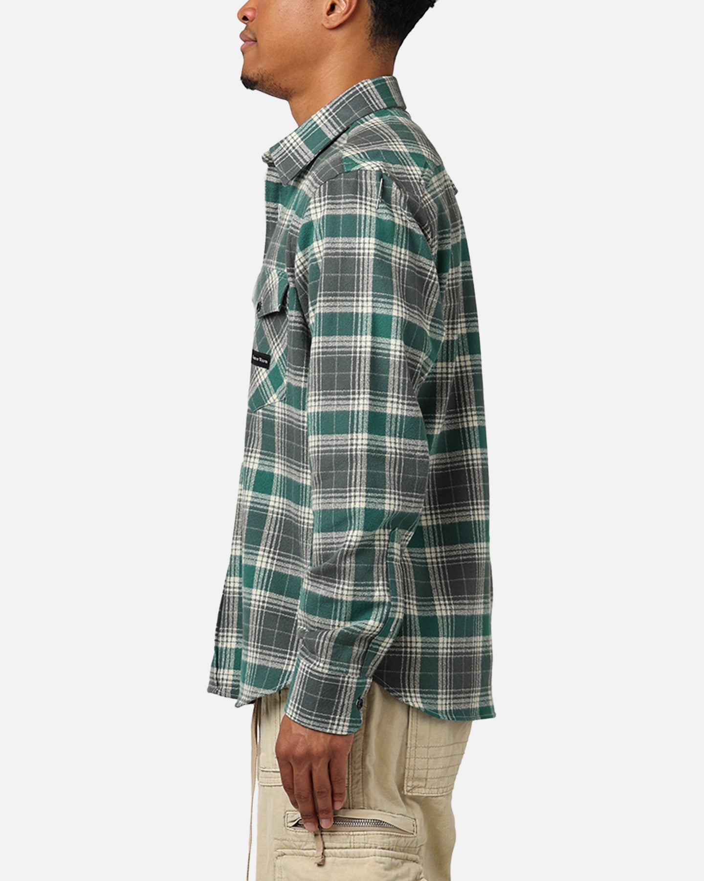 Raised By Wolves Plaid Flannel Shirt Eucalyptus