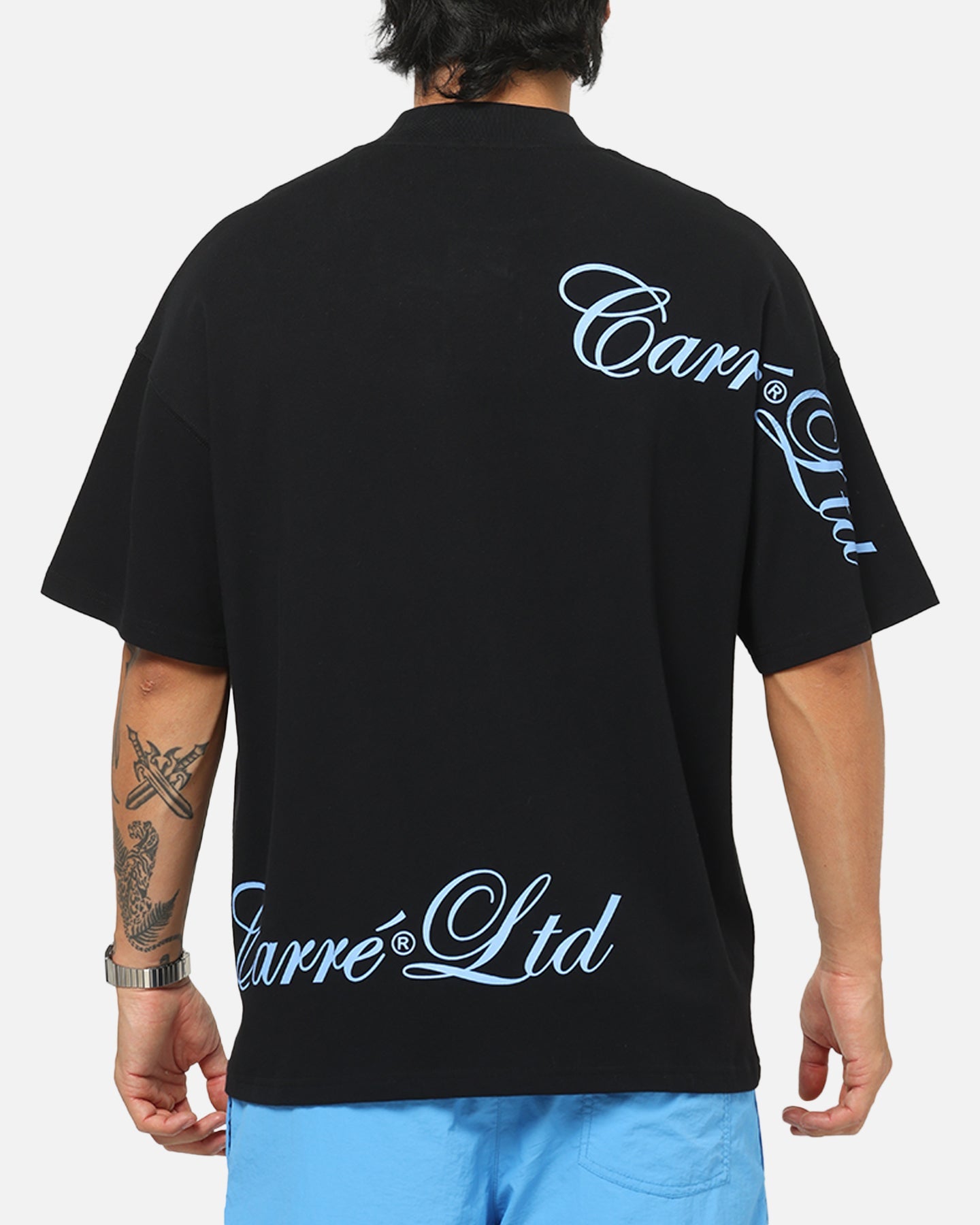 Carre Side Script Oversized T-Shirt Black/Blue