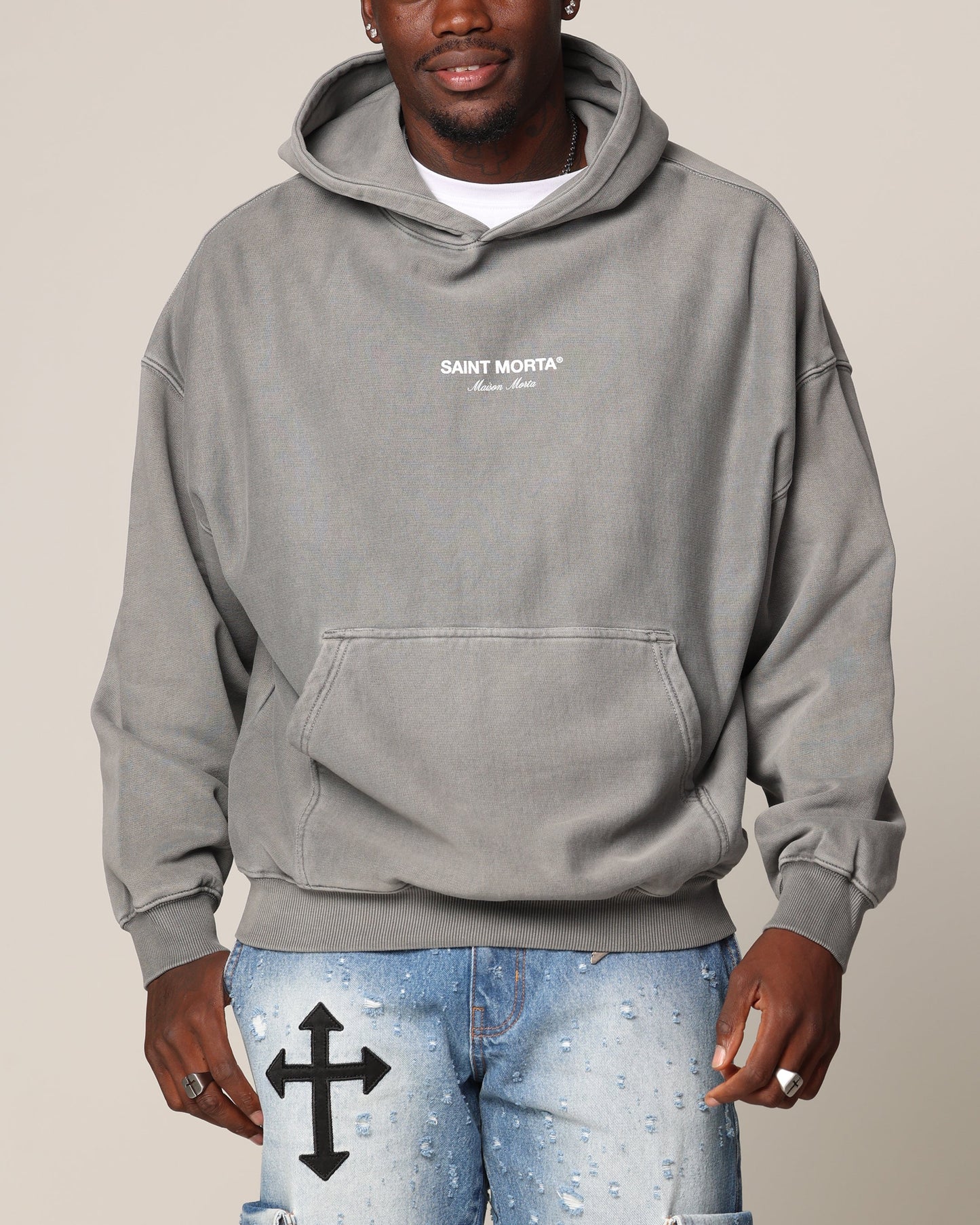 Saint Morta Skeleton Key Hoodie Washed Charcoal