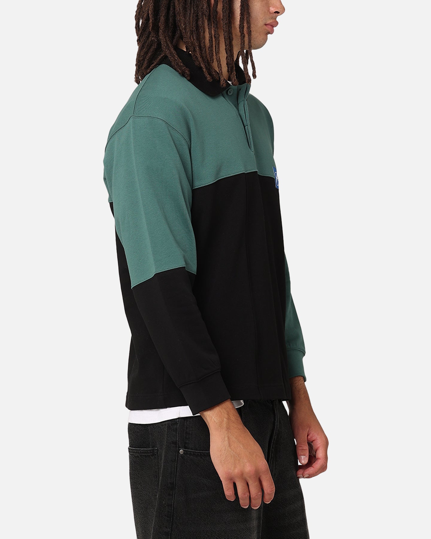 Carre Block Rugby Polo Shirt Green/Black