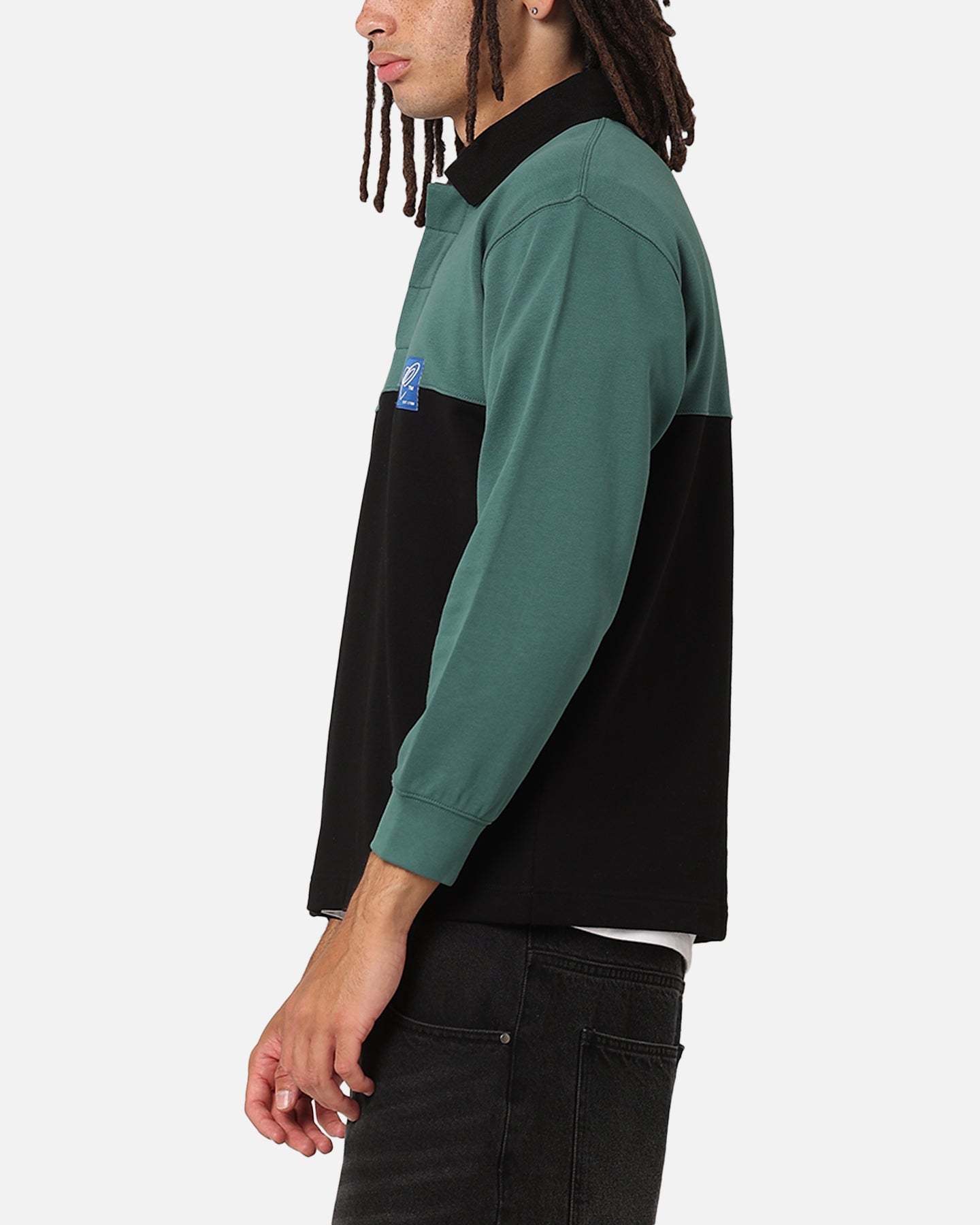 Carre Block Rugby Polo Shirt Green/Black
