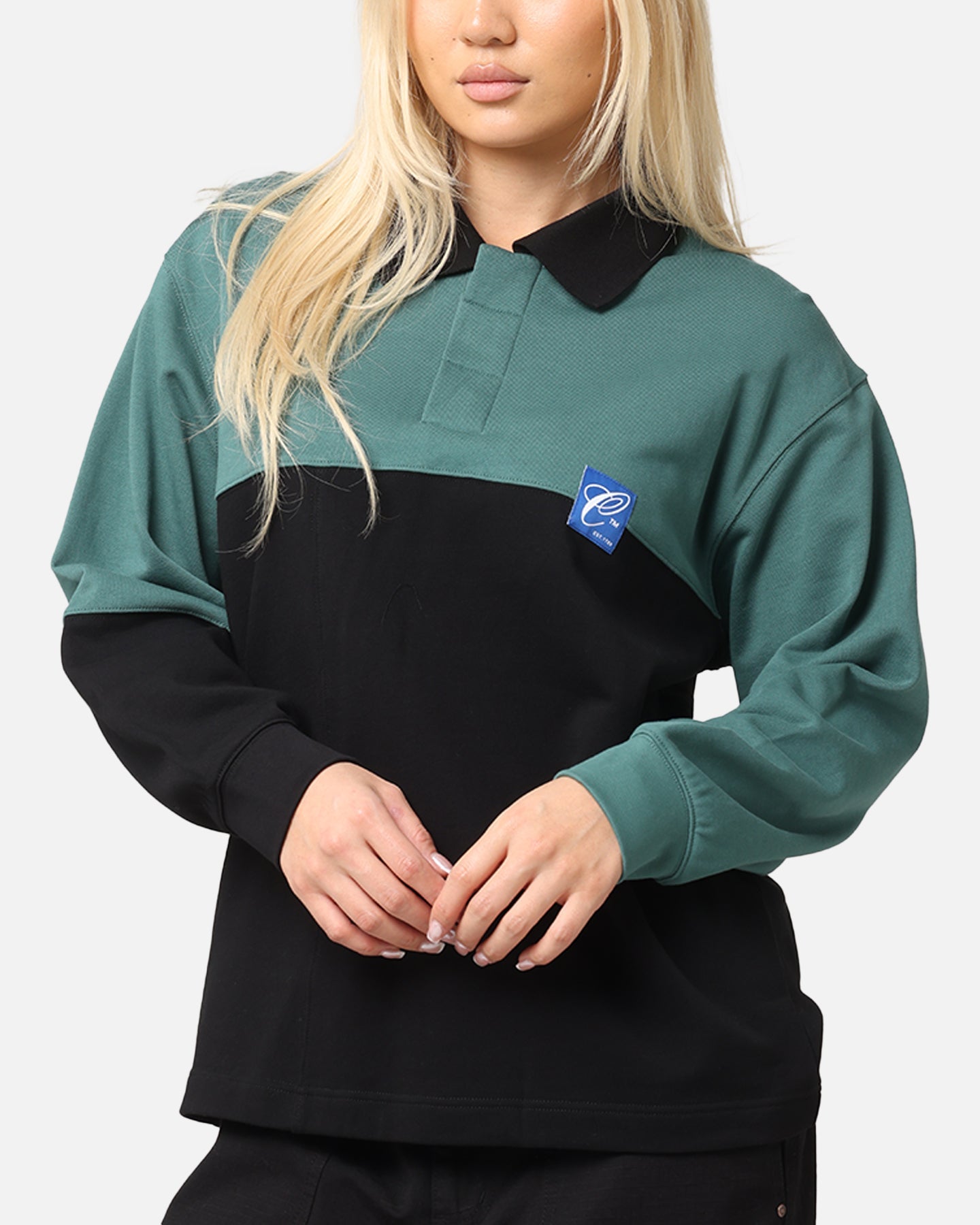 Carre Block Rugby Polo Shirt Green/Black