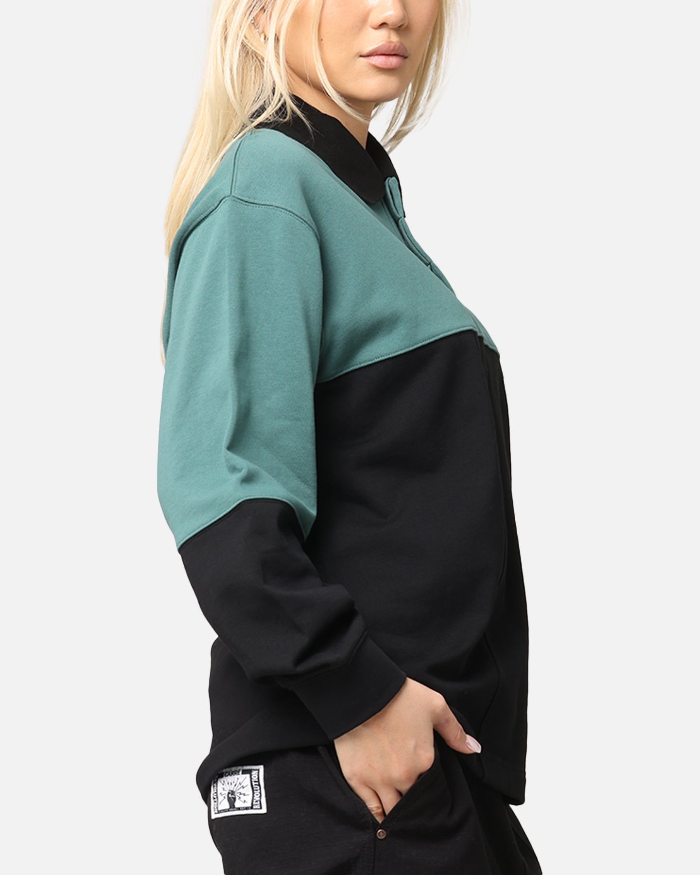 Carre Block Rugby Polo Shirt Green/Black