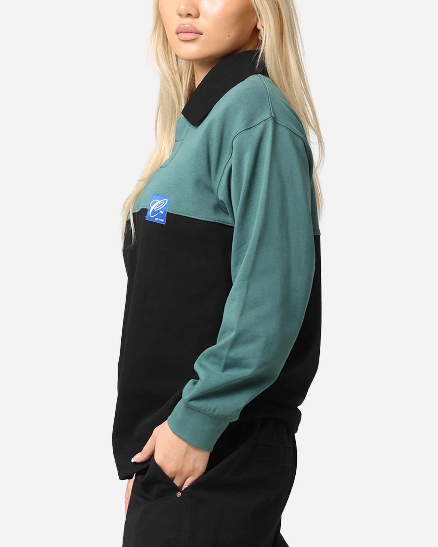 Carre Block Rugby Polo Shirt Green/Black