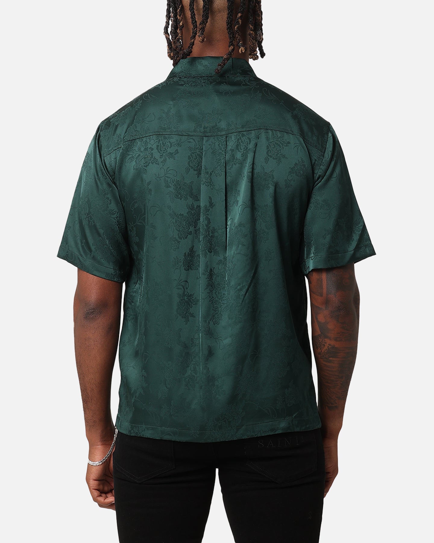 XXIII Carry Satin Button Up Shirt Dark Green