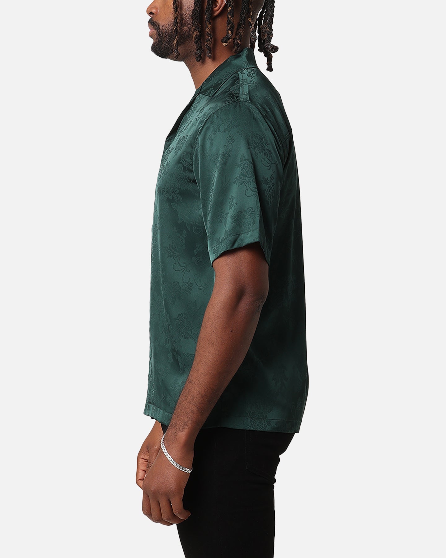 XXIII Carry Satin Button Up Shirt Dark Green