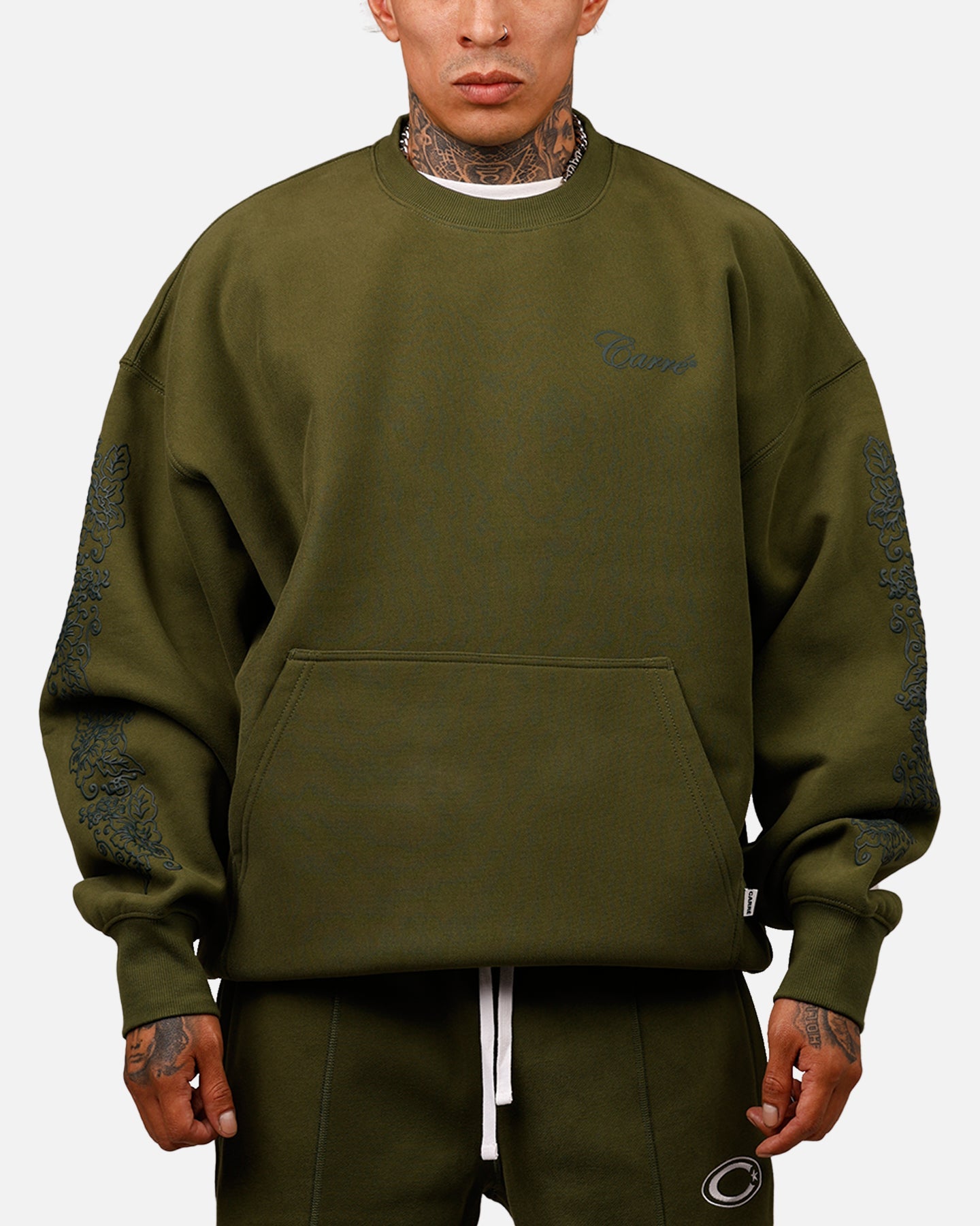 Carre Botanical Oversized Crewneck Forest Green