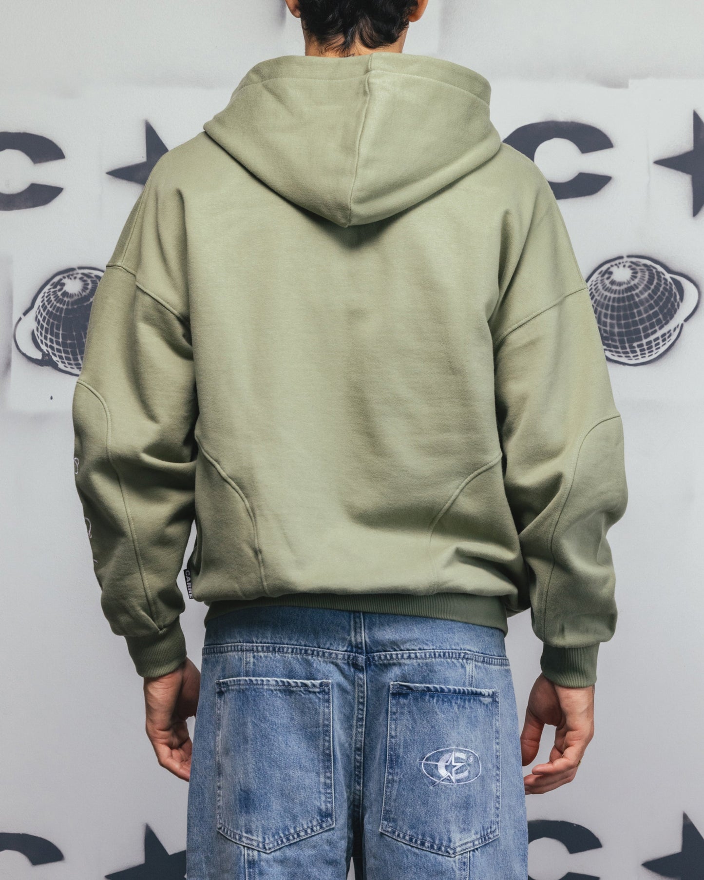 Carre Legacy Panelled Zip Hoodie Green