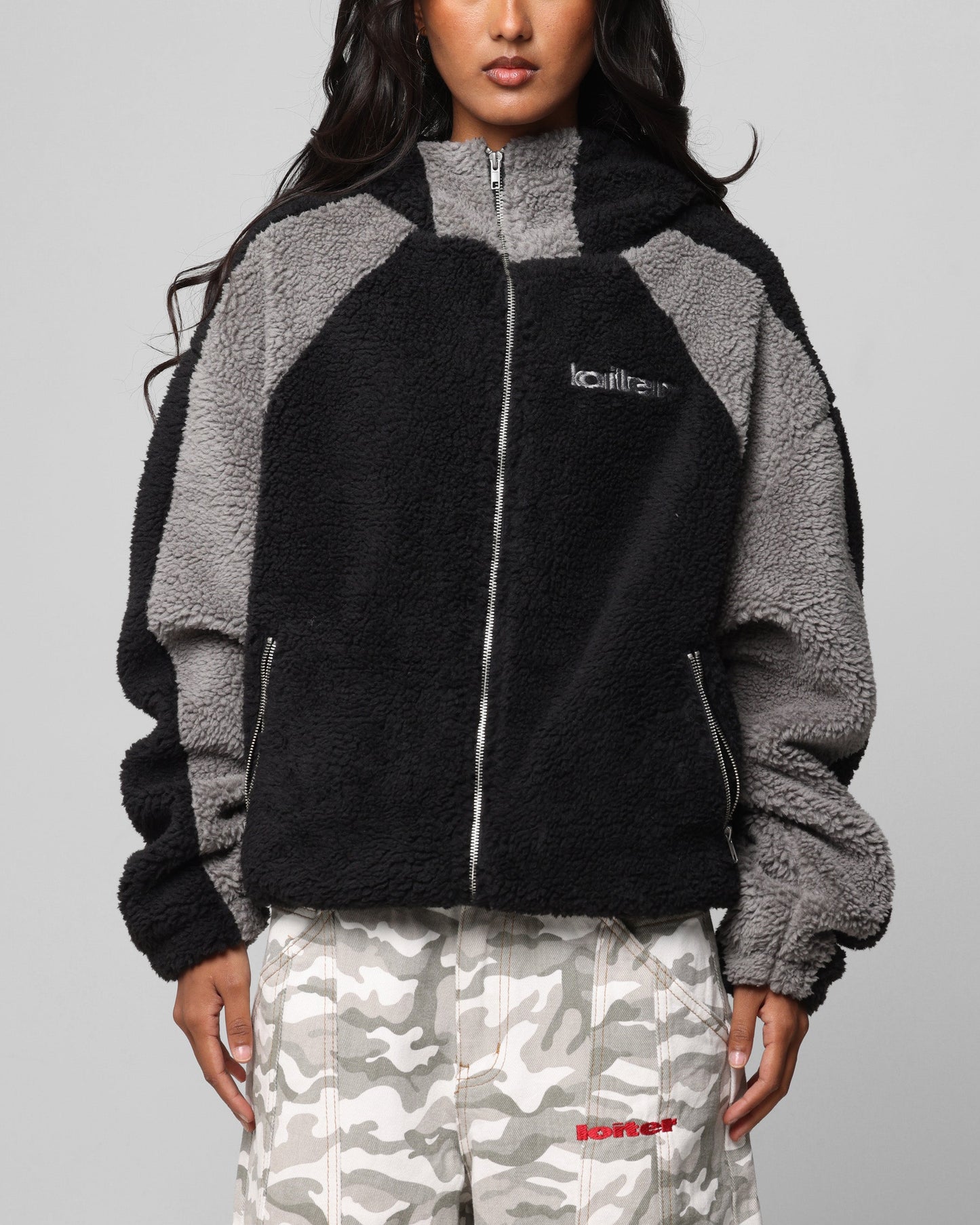 Loiter Speedway Fleece Jacket Black/Grey