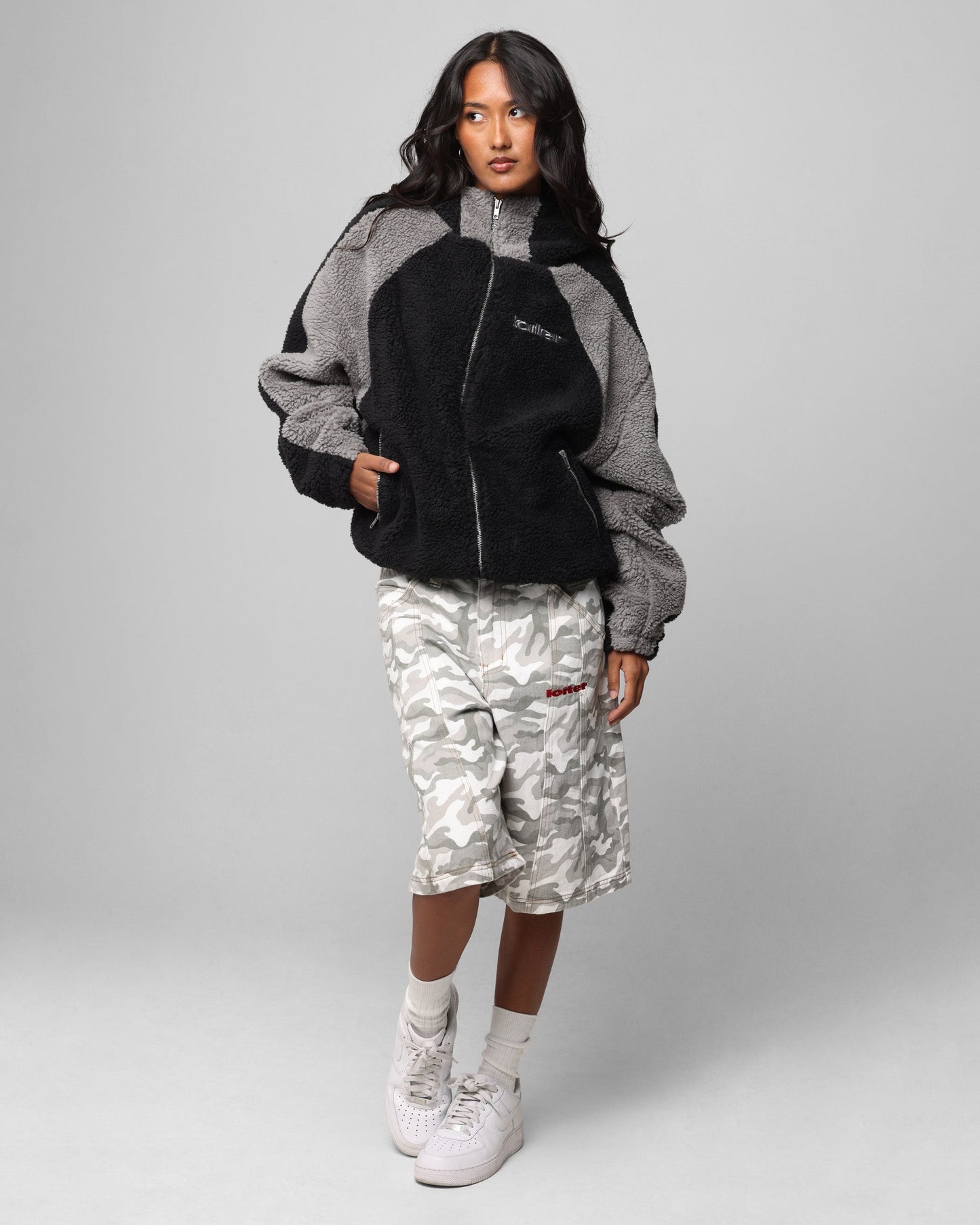 Loiter Speedway Fleece Jacket Black/Grey