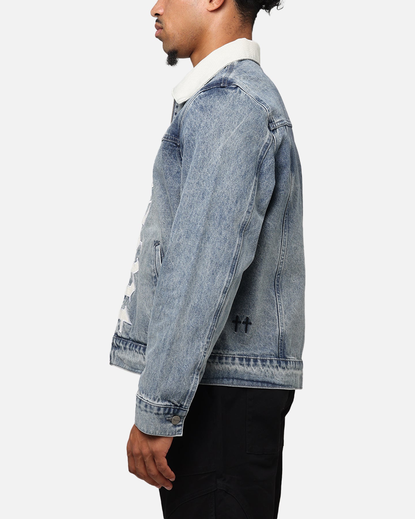 Saint Morta Gothic Distressed Denim Jacket Dirty Denim