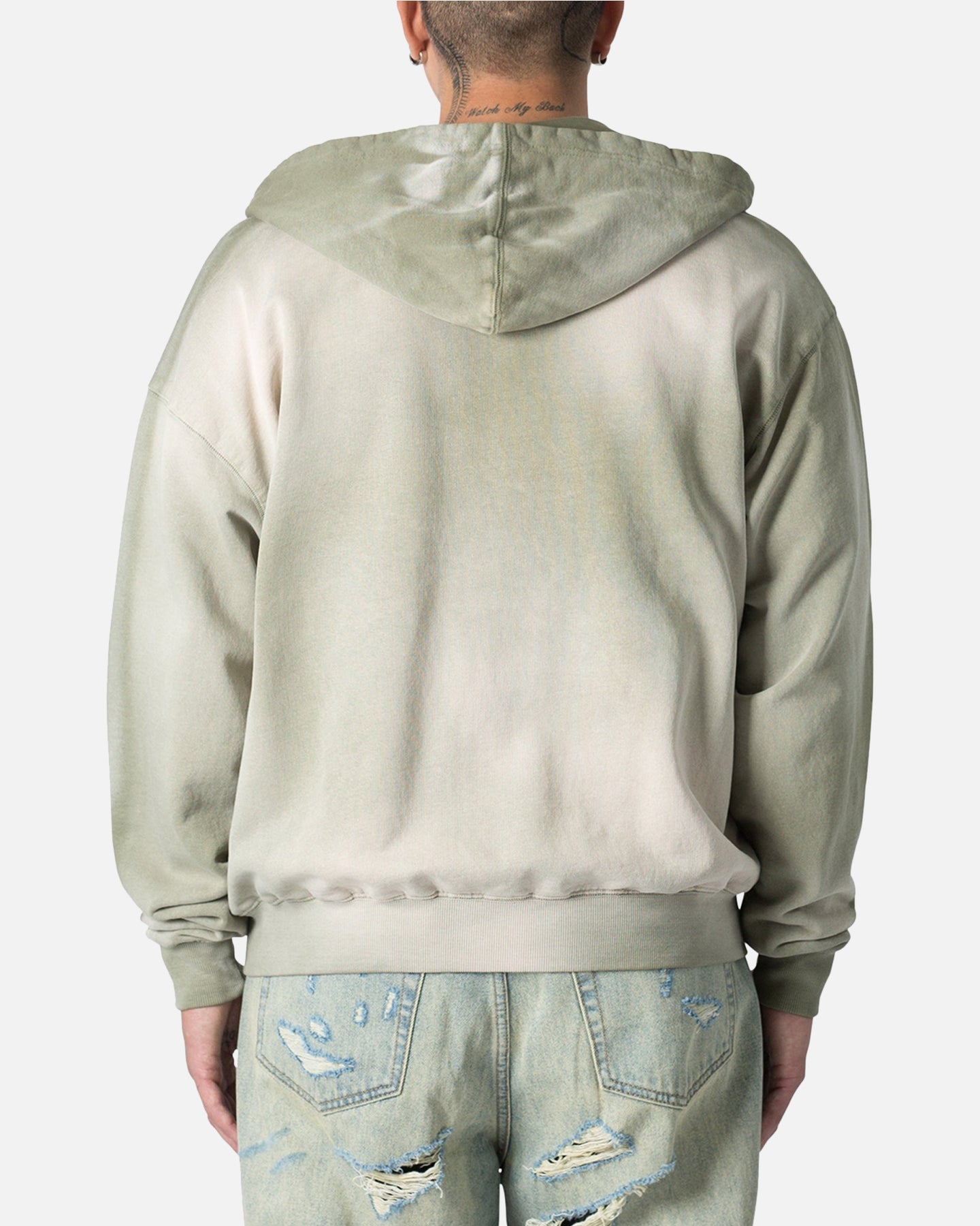 MNML Faded Basic Zip Up Hoodie Washed Olive