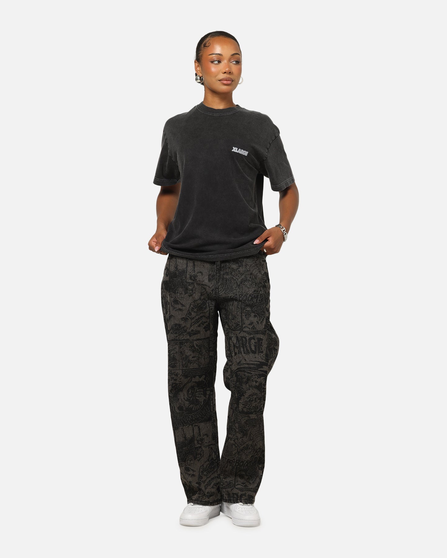 X-Large Comic Denim Pants Black
