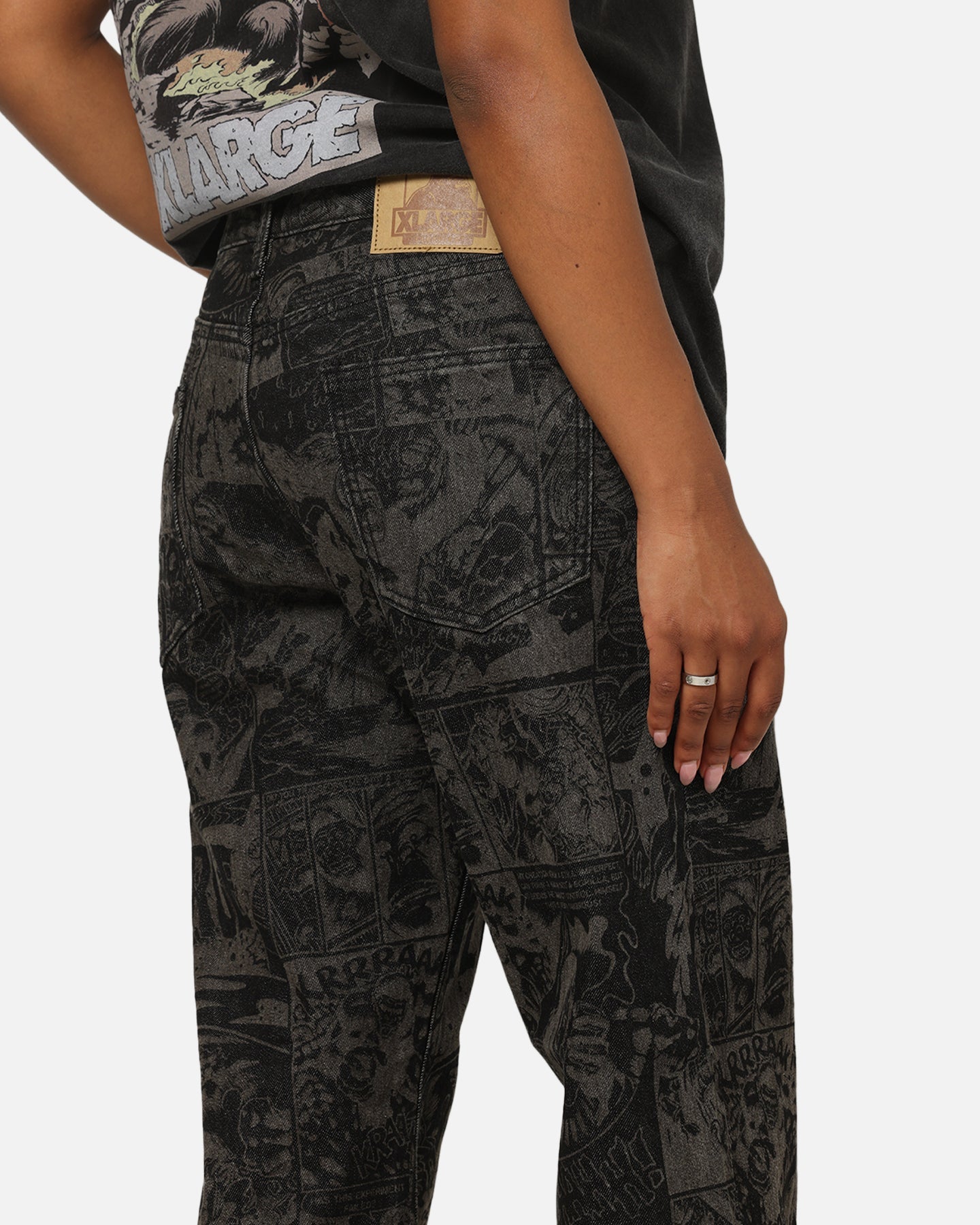 X-Large Comic Denim Pants Black