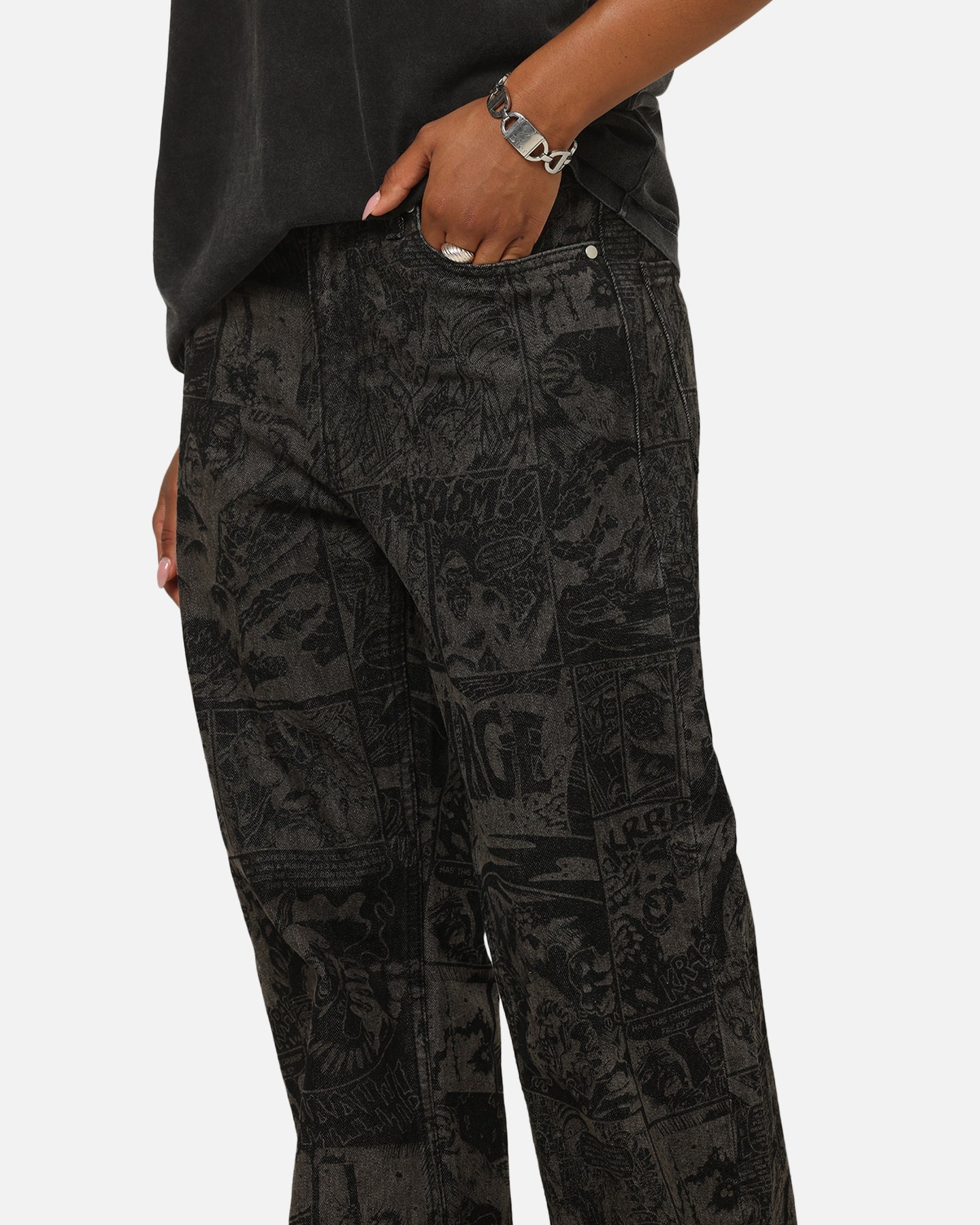 X-Large Comic Denim Pants Black