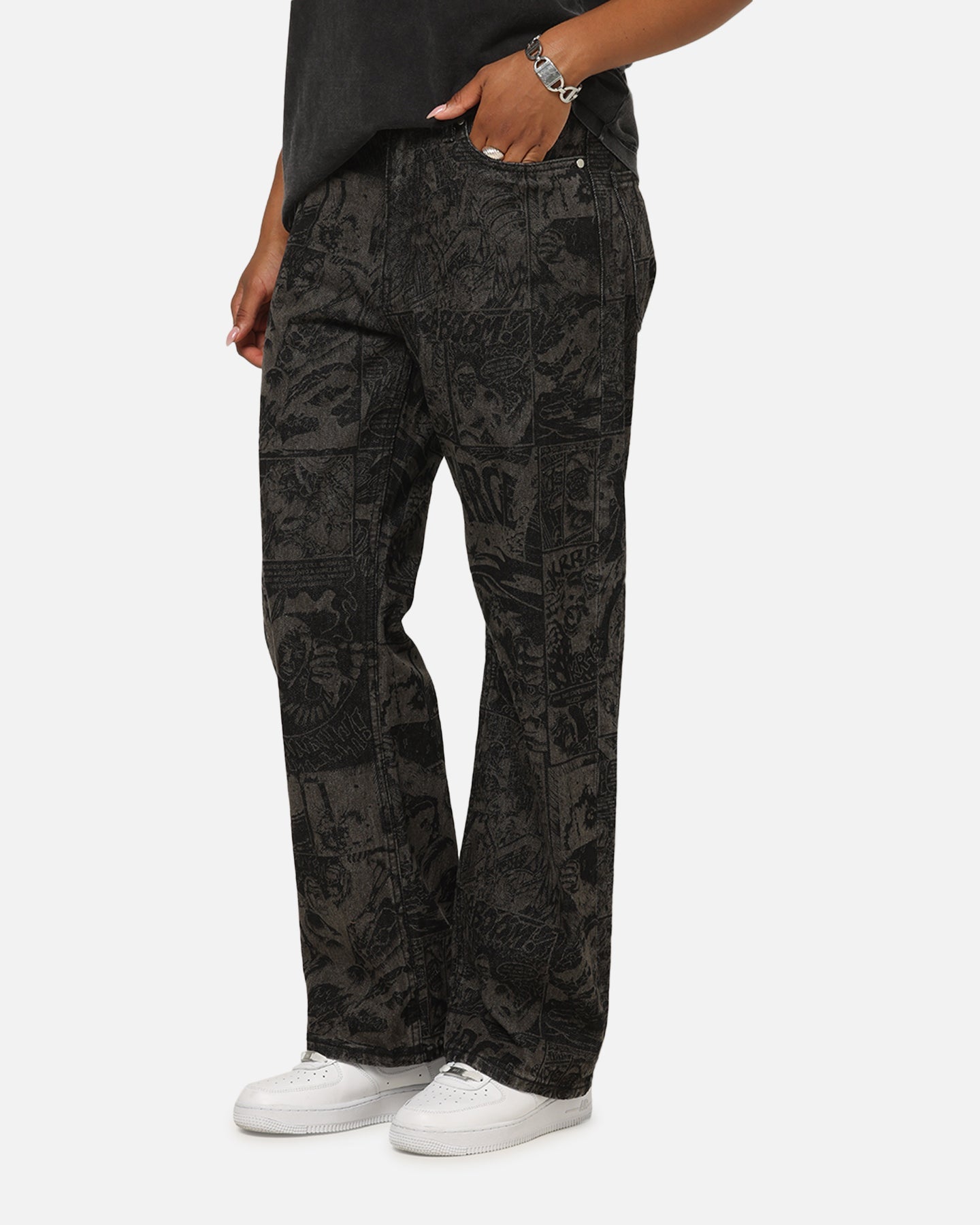 X-Large Comic Denim Pants Black