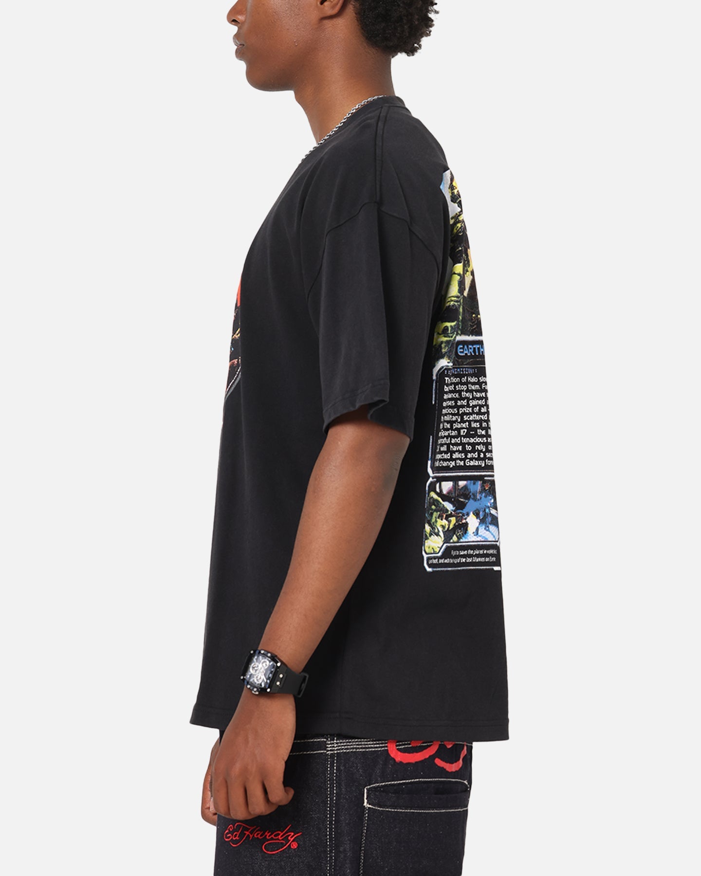 73Studio X Halo Halo 2 Disc Vintage T-Shirt Black Acidwash