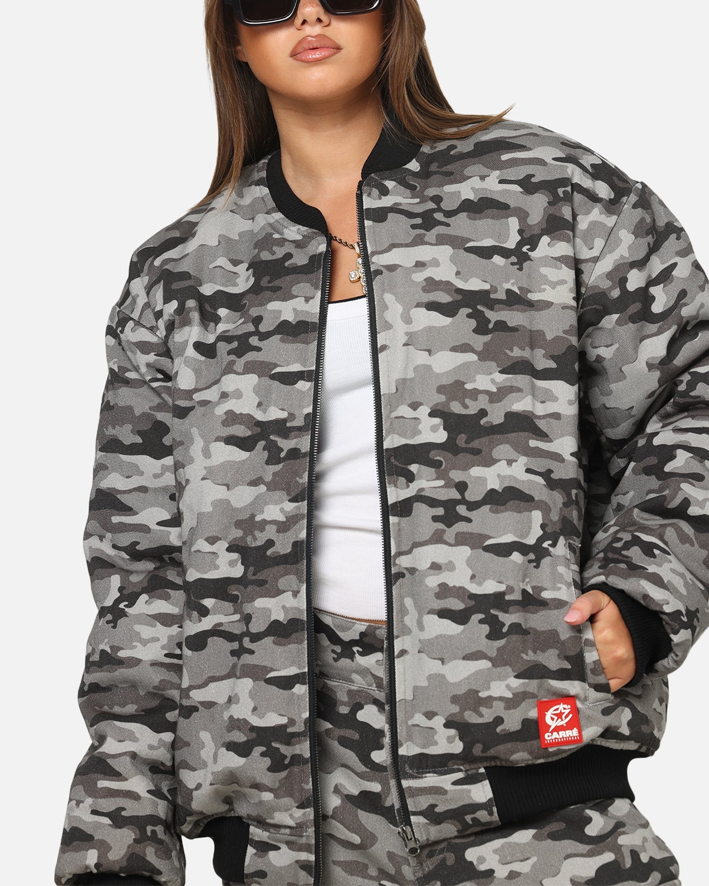 Carre Camo Bomber Jacket Black Camo