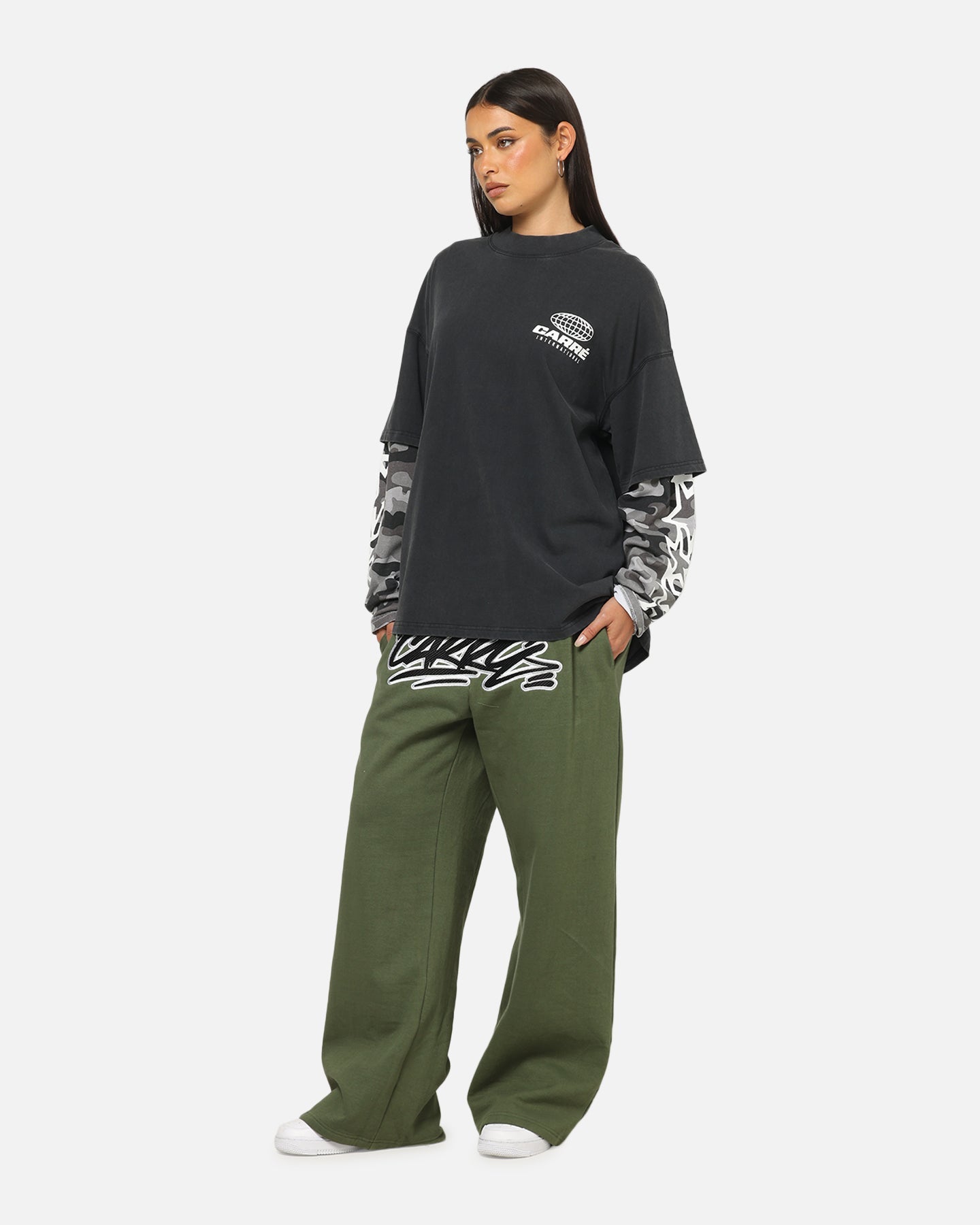 Carre Worldwide Layered Long Sleeve T-Shirt Black/Snow Camo