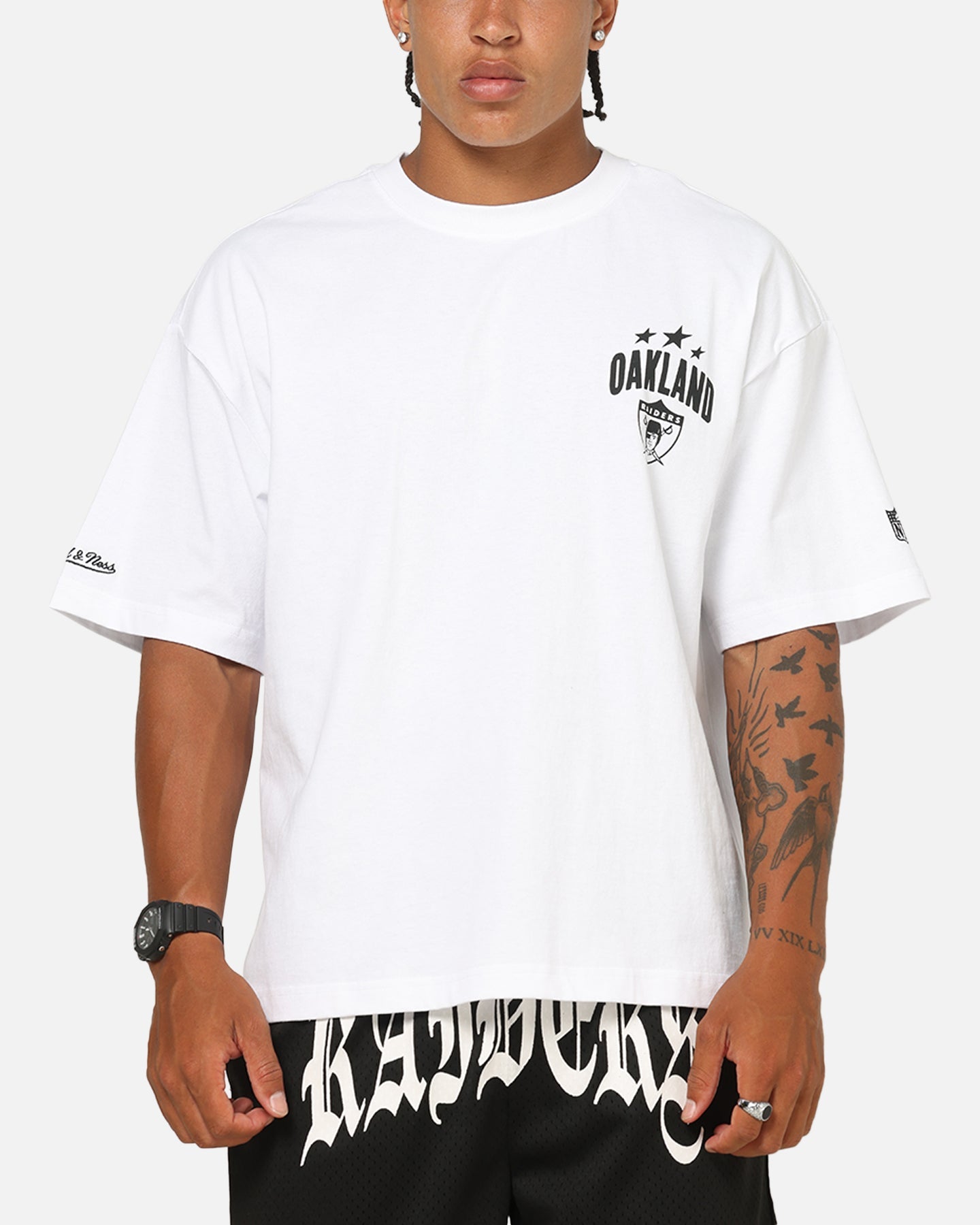 Mitchell & Ness Las Vegas Raiders Stars & Text Boxy T-Shirt White