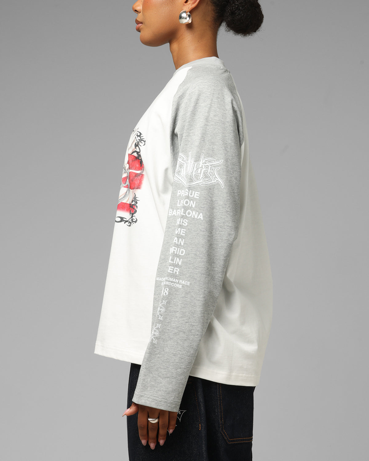 Loiter American Dream Long Sleeve T-Shirt Off White/Grey
