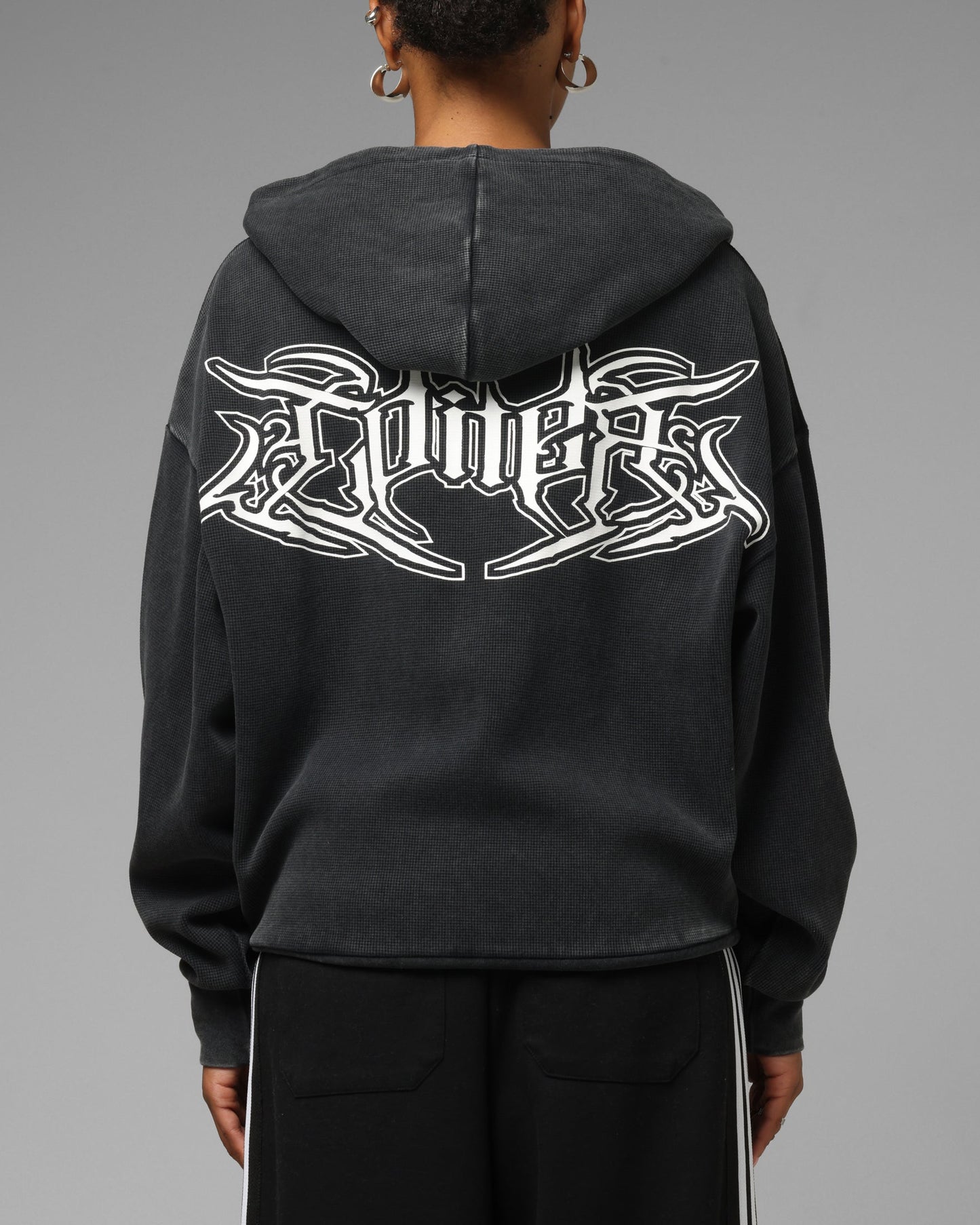 Loiter Waffle Zip Hoodie Black
