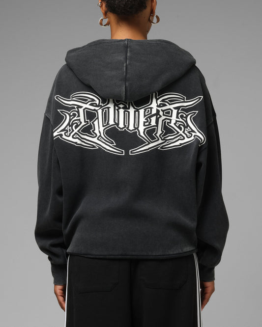 Loiter Waffle Zip Hoodie Black