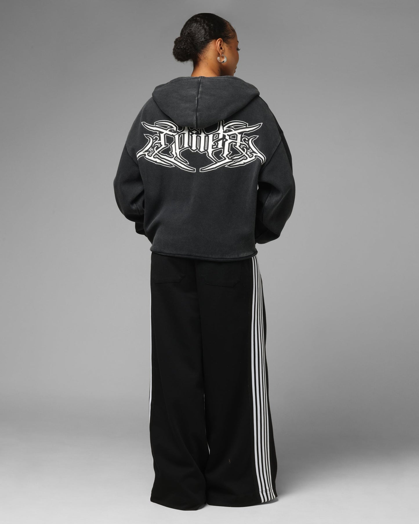 Loiter Waffle Zip Hoodie Black