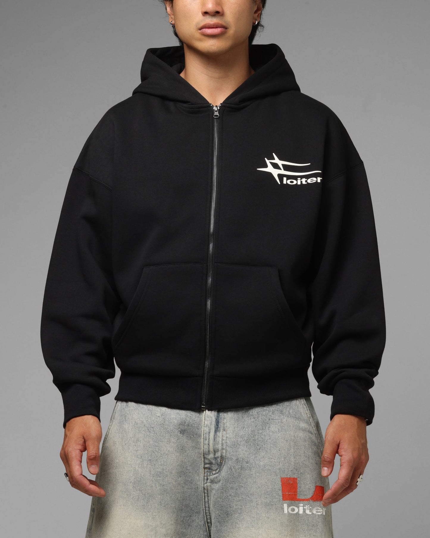Loiter Hybrid Premium Zip Hoodie Black/Camo