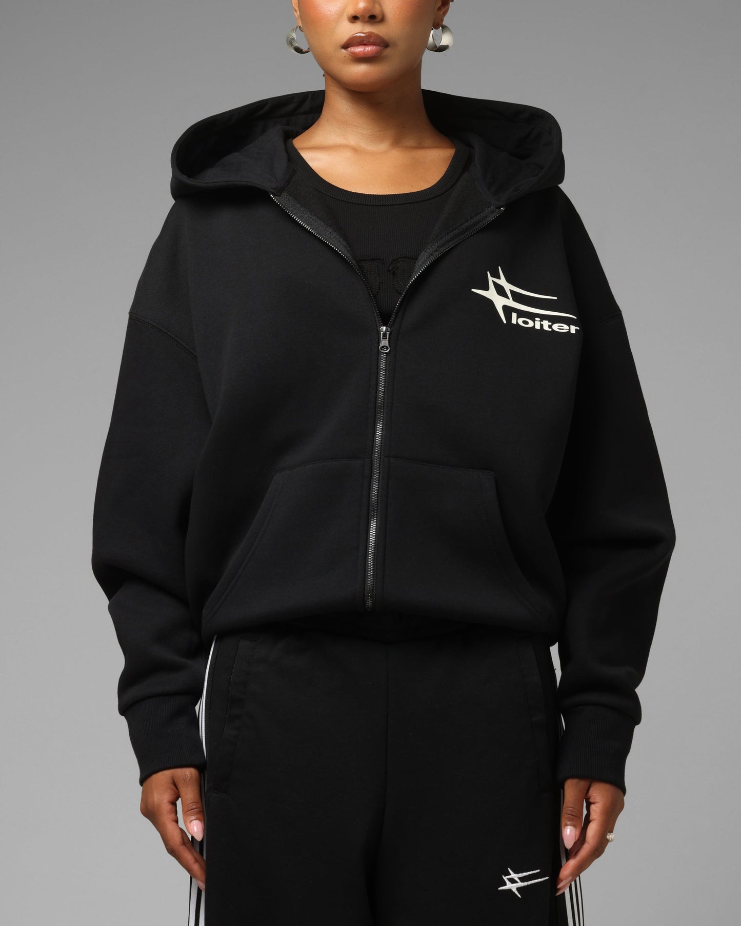 Loiter Hybrid Premium Zip Hoodie Black/Camo
