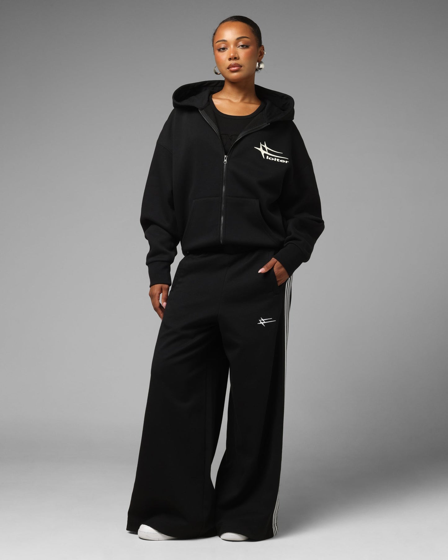 Loiter Hybrid Premium Zip Hoodie Black/Camo