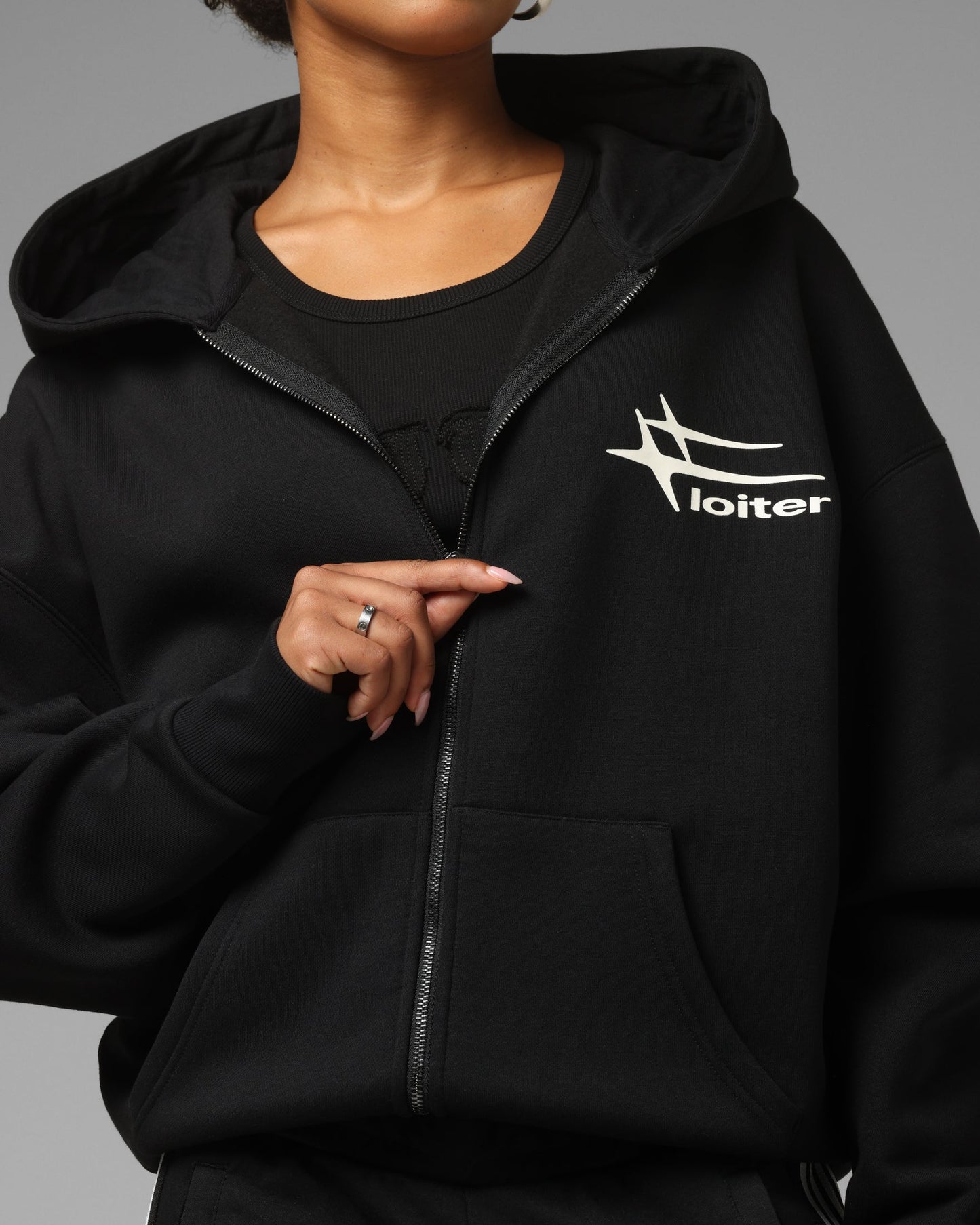 Loiter Hybrid Premium Zip Hoodie Black/Camo